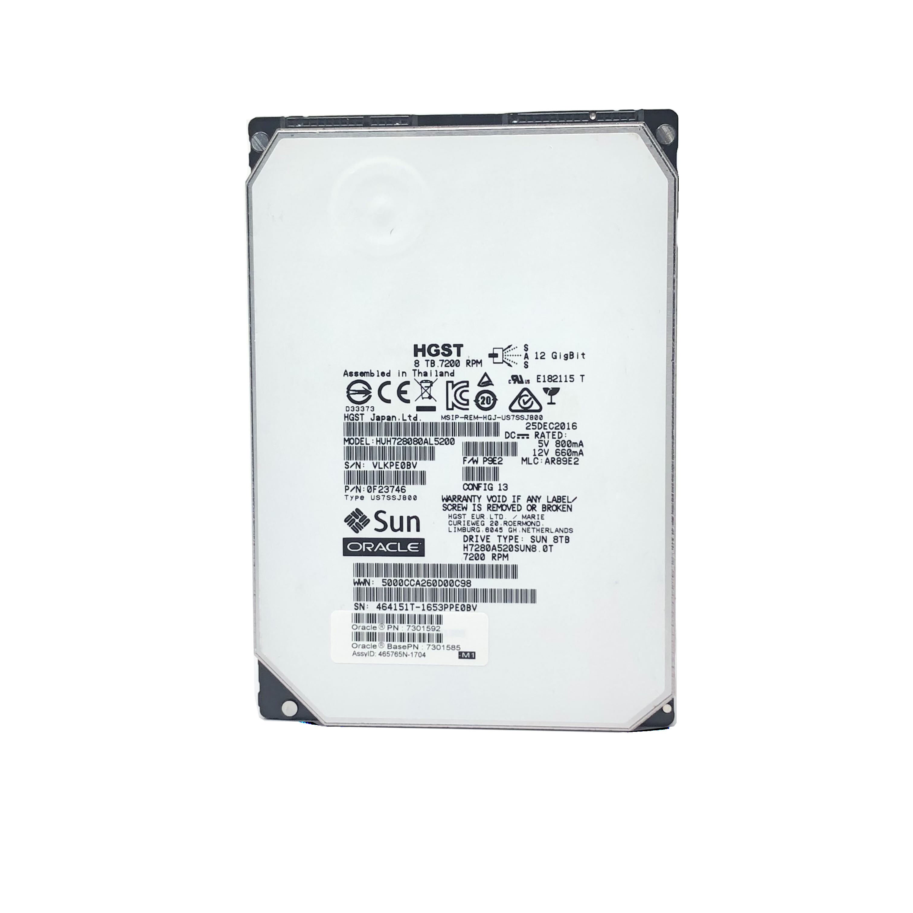 Sun Oracle Hitachi 8TB 7.2K 12G 12Gbps SAS 3.5'' HDD Hard Drive (0F23746)