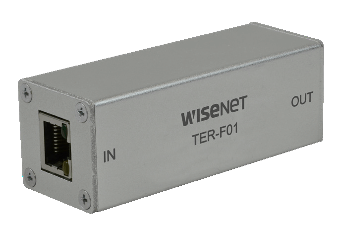 Hanwha TER-F01 100 Meter Ethernet Repeater Pass-Through PoE Power