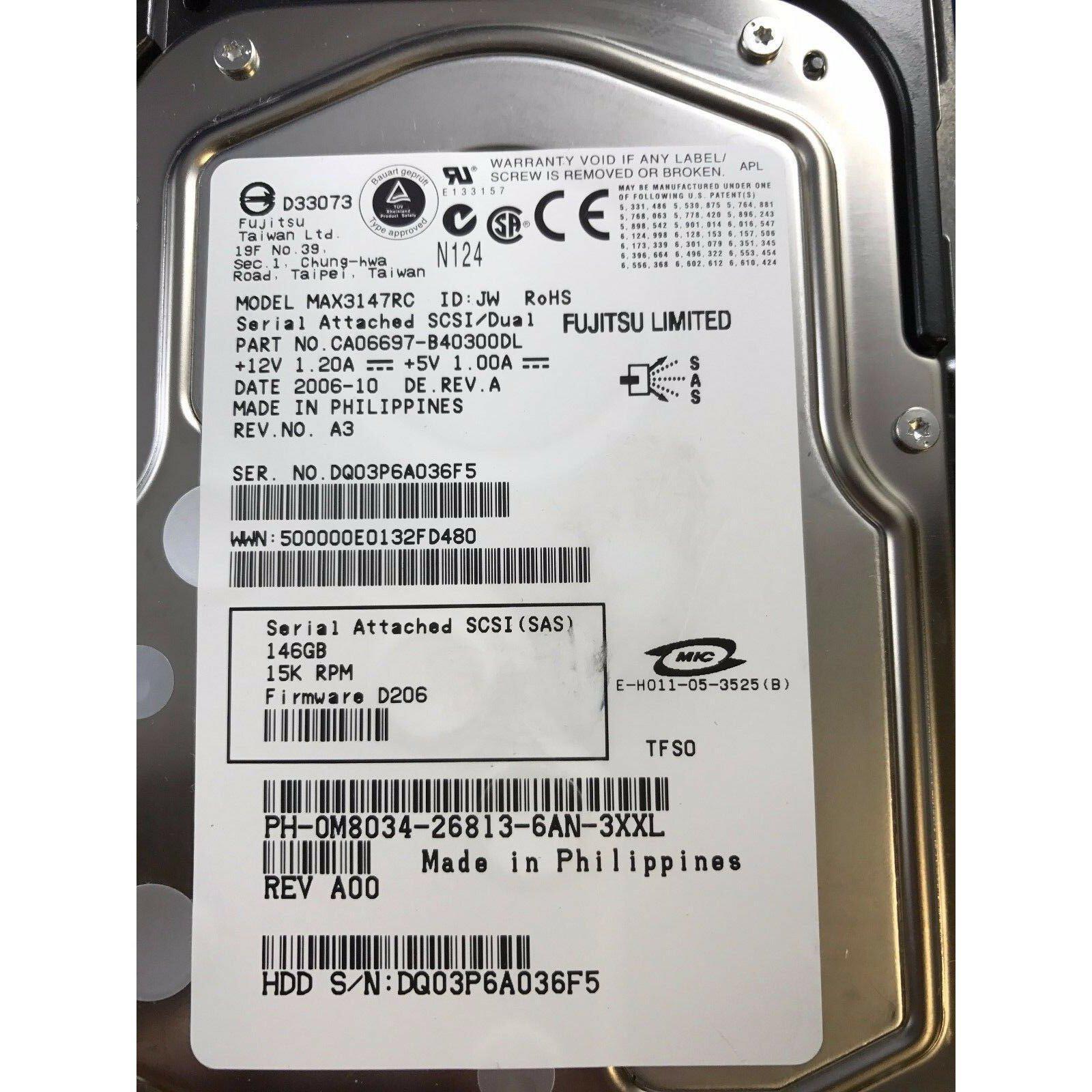 Dell M8034 146GB 15K SAS 3.5" hot-plug hard drive MAX3147RC CA06697-B40300DL