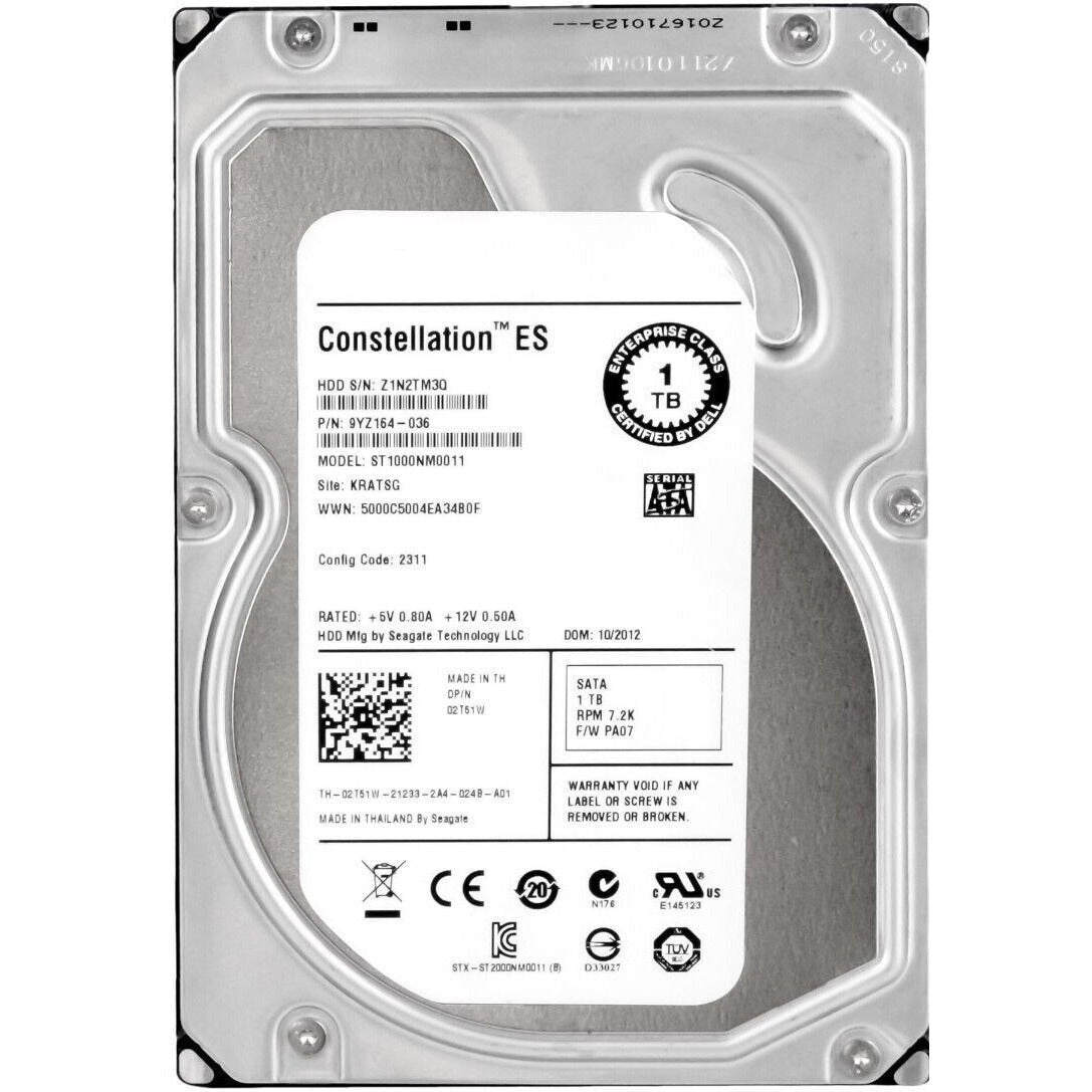 Dell 2T51W ST1000NM0011 1TB 7200RPM 3.5" SATA Hard Drive