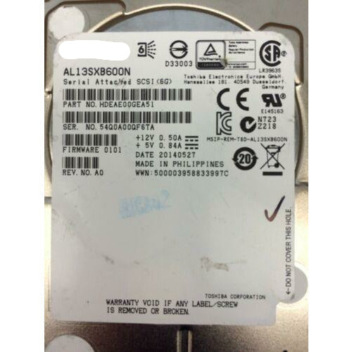 Disco Toshiba AL13SXB600N HDEAE00GEA51 600GB 15K 2.5" SAS 6Gbps Hard Drive | HD1241 - MFerraz Tecnologia