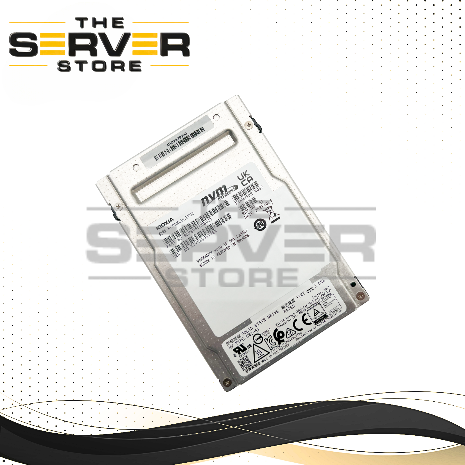 Kioxia 1.92TB NVMe U.3 PCIe Gen 4.0 x4 2.5" SSD CD6-R KCD6XLUL1T92 SDFSU85GDB02T
