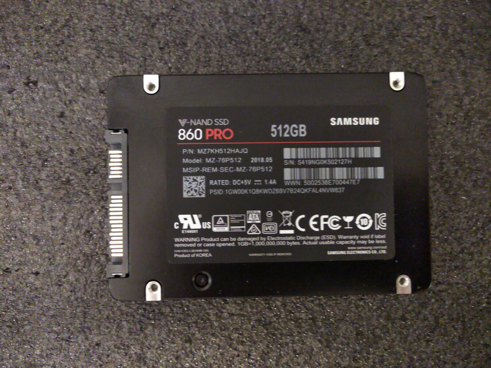 Samsung 860 Pro 512GB 6Gbps SATA III 2.5'' SSD Solid State Drive (MSIP-REM-SEC-MZ-76P512)