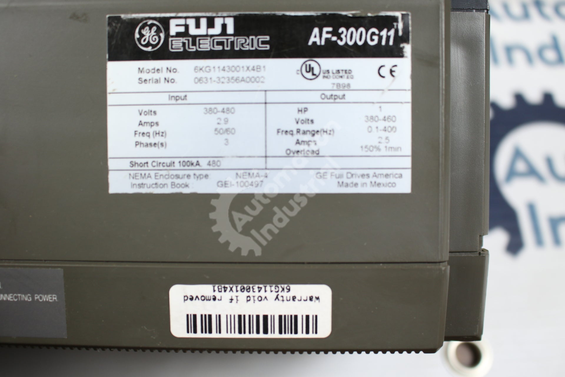 General Electric GE Fuji 6KG1143001X4B1 1HP AC Drive