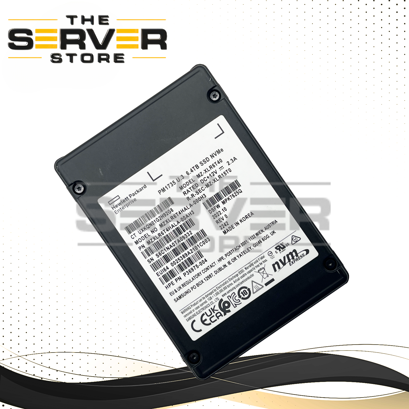 HPE 6.4TB NVMe U.3 PCIe Gen 4.0 x8 MU SFF 2.5" SSD Samsung PM1735 P36975-004