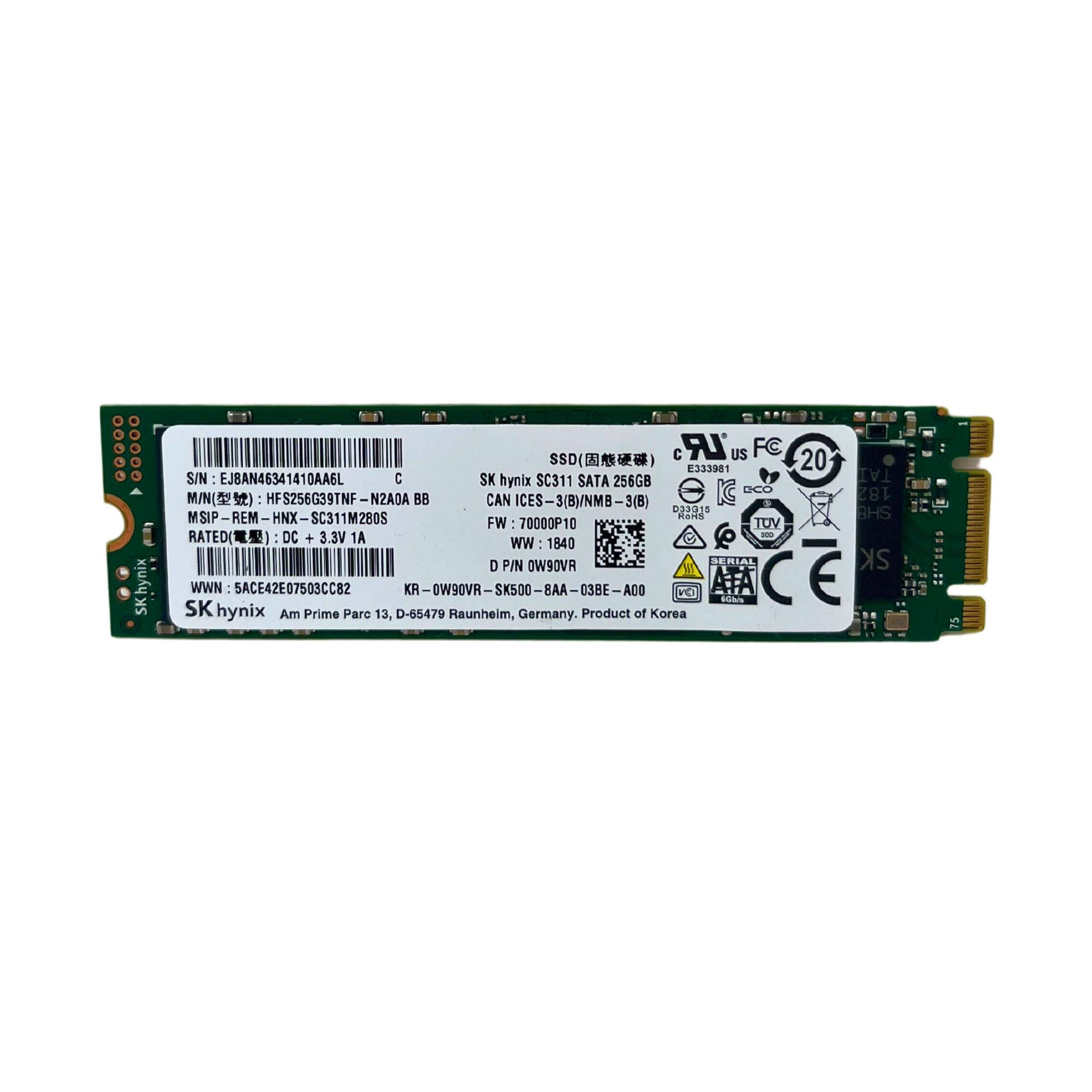 DELL SK Hynix SC311 M.2 SATA 256GB SSD Solid State Drive (0W90VR)