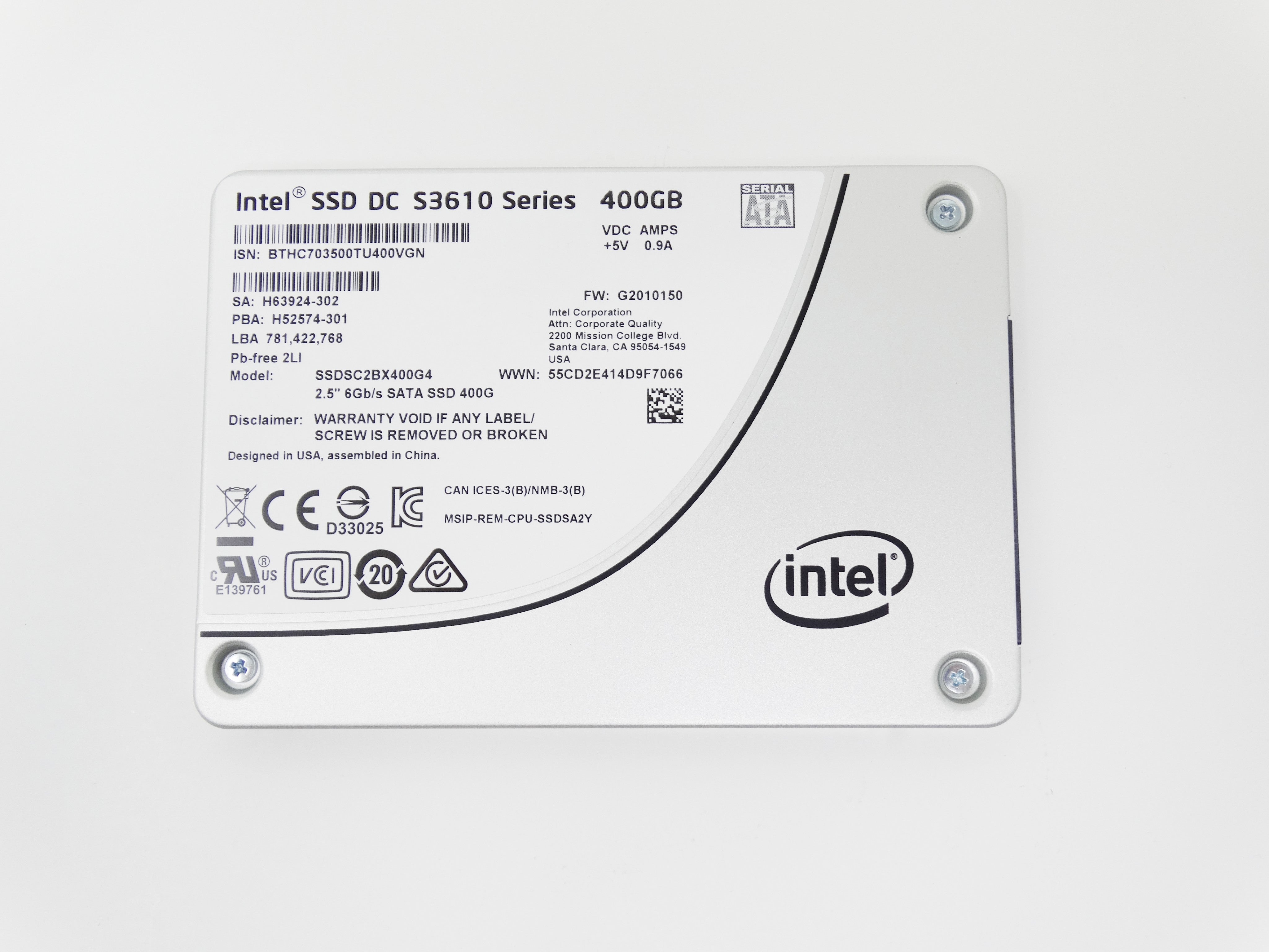 Intel SSD DC S3610 400GB 6Gbps SATA 2.5'' Solid State Drive (SSDSC2BX400G4)