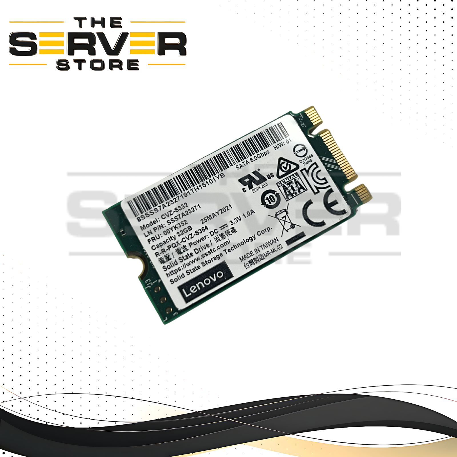 Lenovo ThinkSystem 32GB SATA 6Gb/s M.2 2242 MLC Solid State Drive SSD 00YK352
