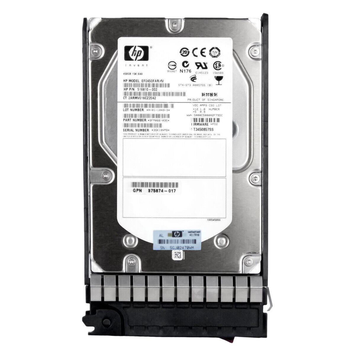 516816-B21 517352-001 533871-002 450 GB 15K 6G LFF SAS 3.5'' HOT PLUG DP HDD 102646114230