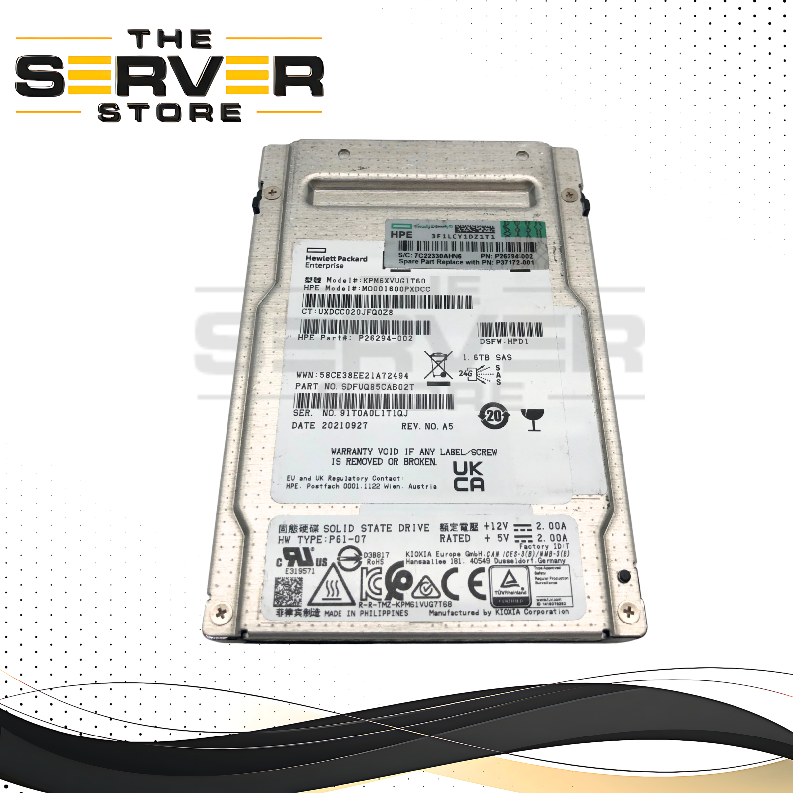 HPE 1.6TB 12G SAS Mixed Use SFF 2.5" Enterprise SSD P26294-002 MO001600PXDCC