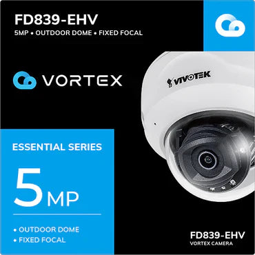Vivotek FD839-EHV-1Y VORTEX Essent. 5MP IR IP66 Extreme Temp Dome w/ 1-yr license