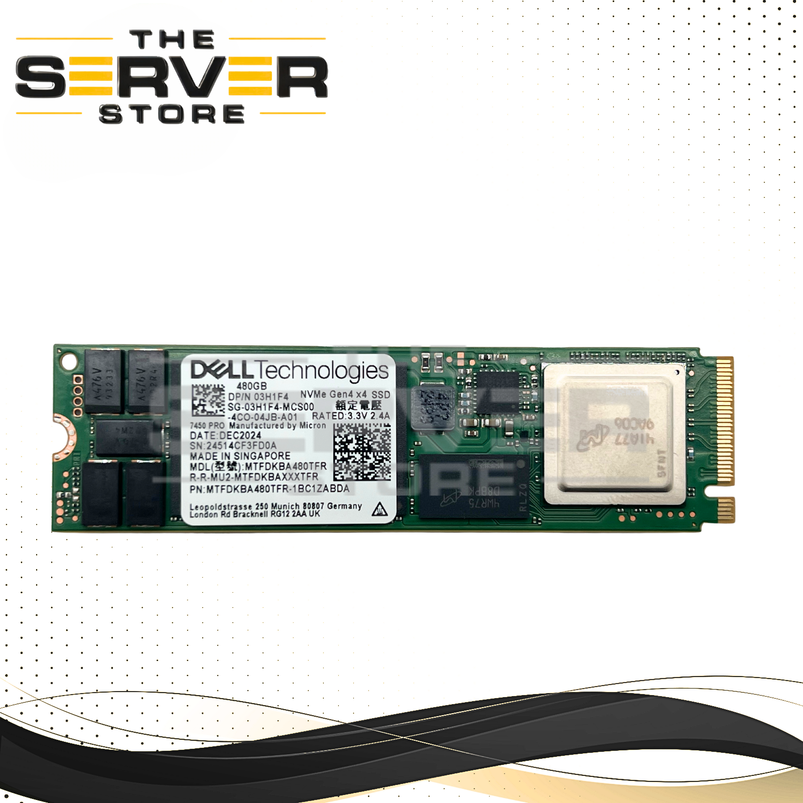 Dell 480GB NVMe 2280 M.2 G4 x4 SSD Micron 7450 PRO MTFDKBA480TFR 03H1F4 3H1F4