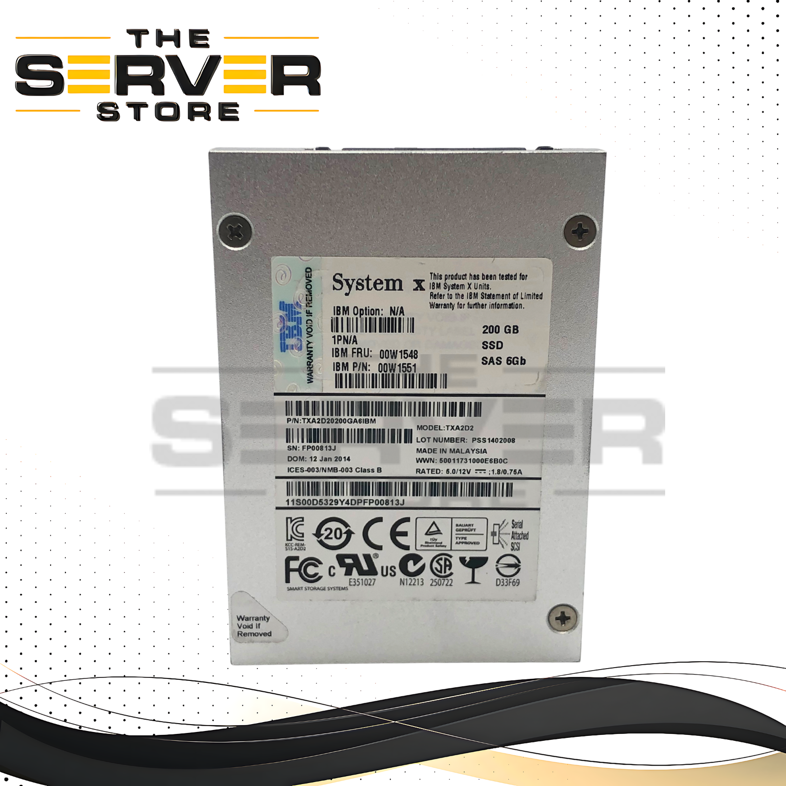 IBM System X 200GB 6Gb/s SAS 2.5" Enterprise SSD TXA2D2 00W1551 00W1548