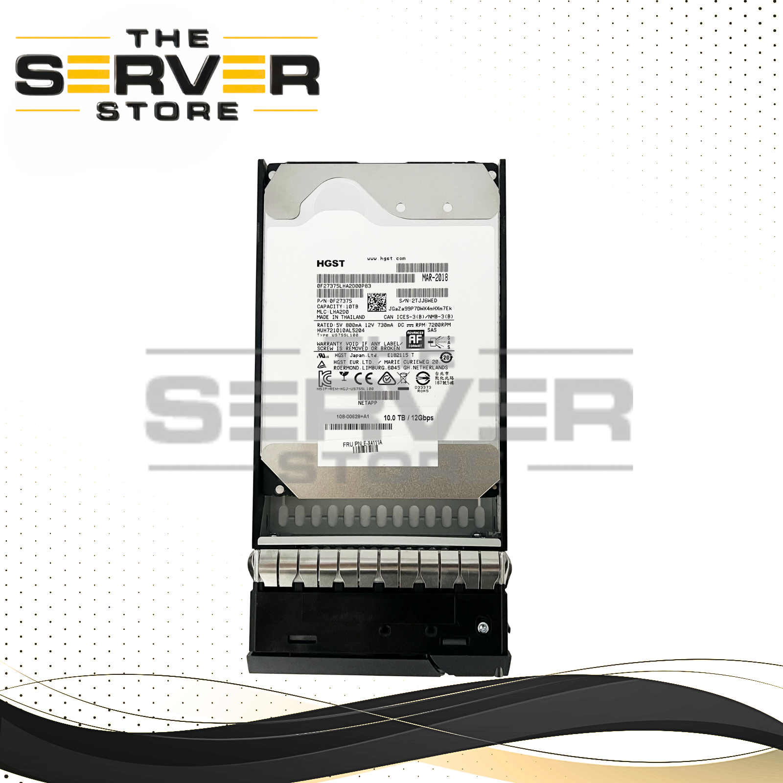 NetApp 10TB SAS 12G 7.2K LFF 3.5" HDD HGST HUH721010AL5204 108-00628+A1 E-X4111A