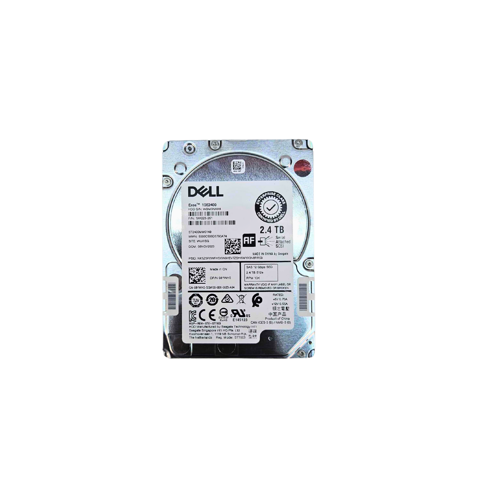 Dell 2.4TB SAS 12G 10K SFF 2.5" SED HDD Seagate Exos 10E2400 ST2400MM0149 08YWH3 8YWH3