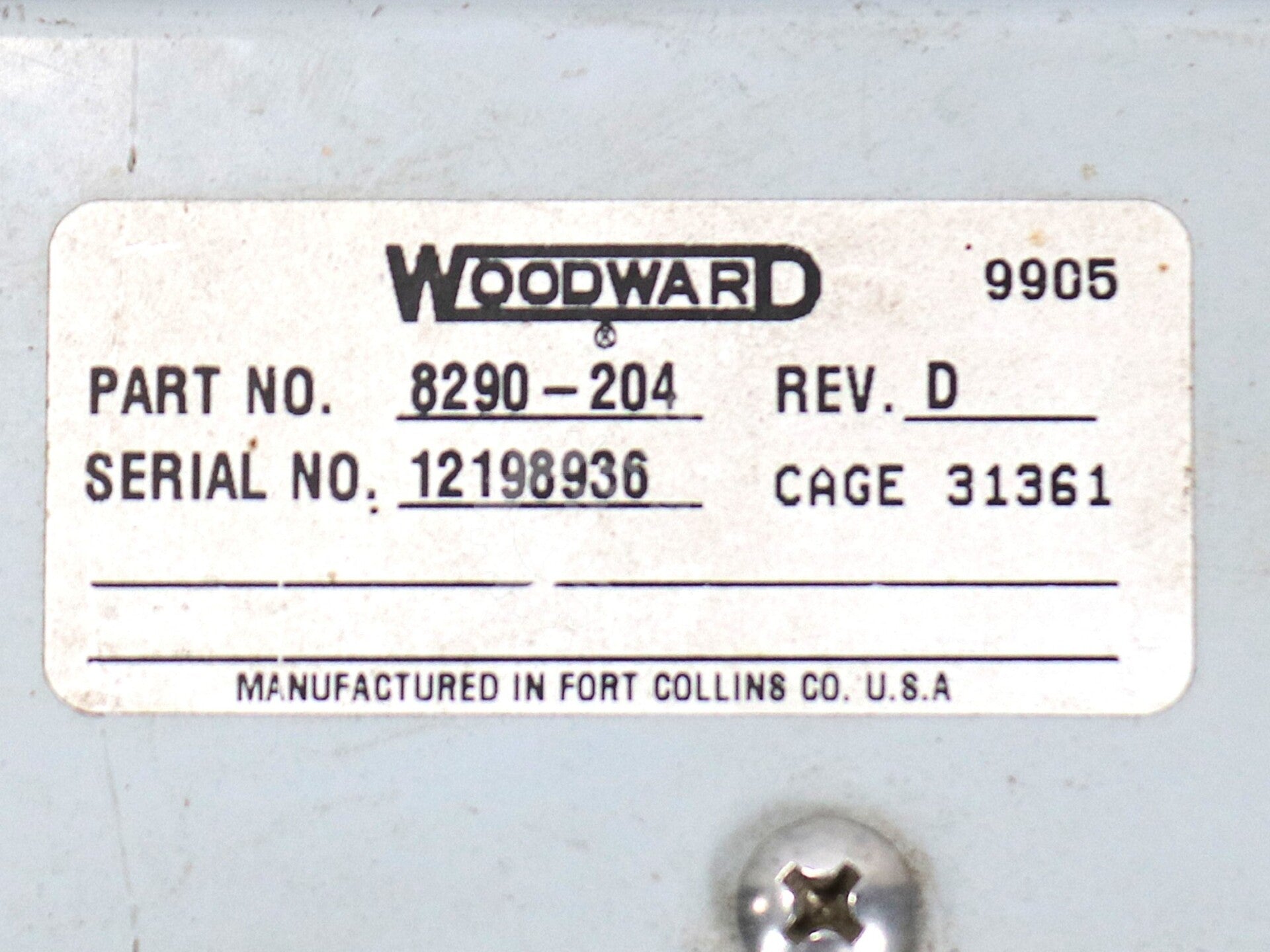 8290-204 By Woodward EPG Speed Control Module