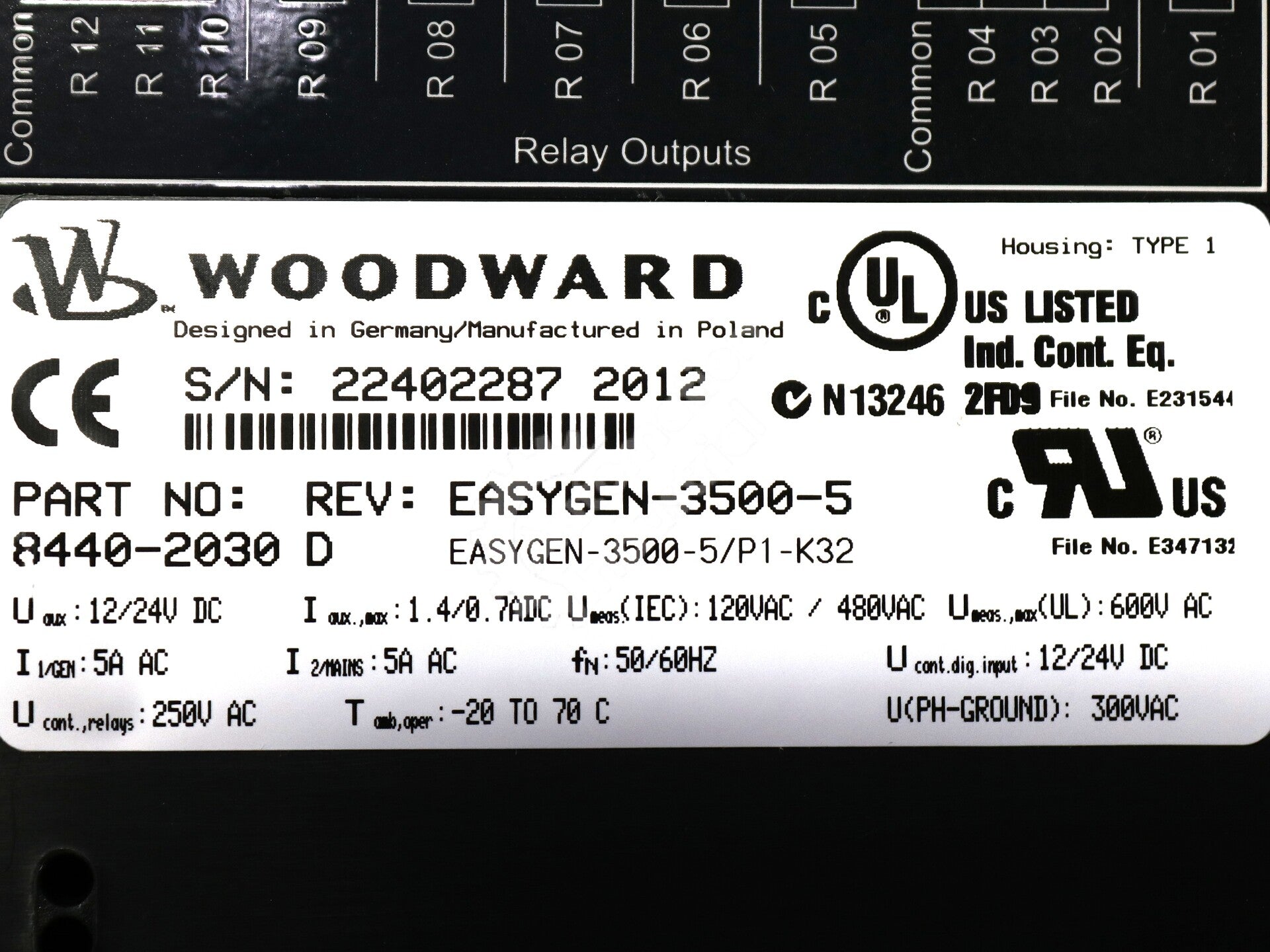 8440-2030 By Woodward EASYGEN-3500-5 I/O Operator Interface NSFP