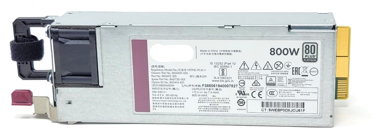 POWER SUPPLY 800W AC 100-240V PLATINUM FOR DL360 DL380 GEN10 866730-001