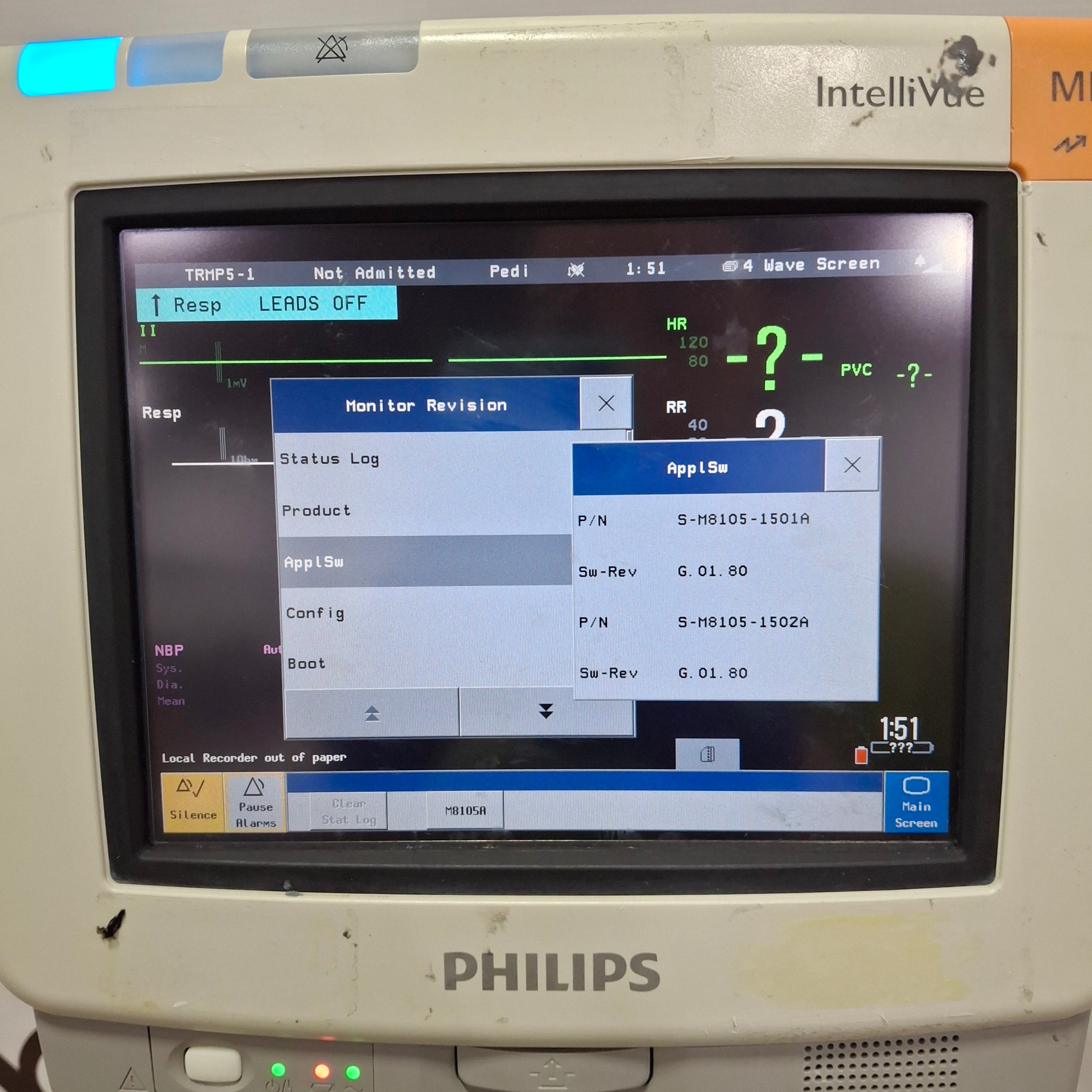 Philips Intellivue MP5 - ECG, Fast SpO2, NIBP, Press, Temp Patient Monitor