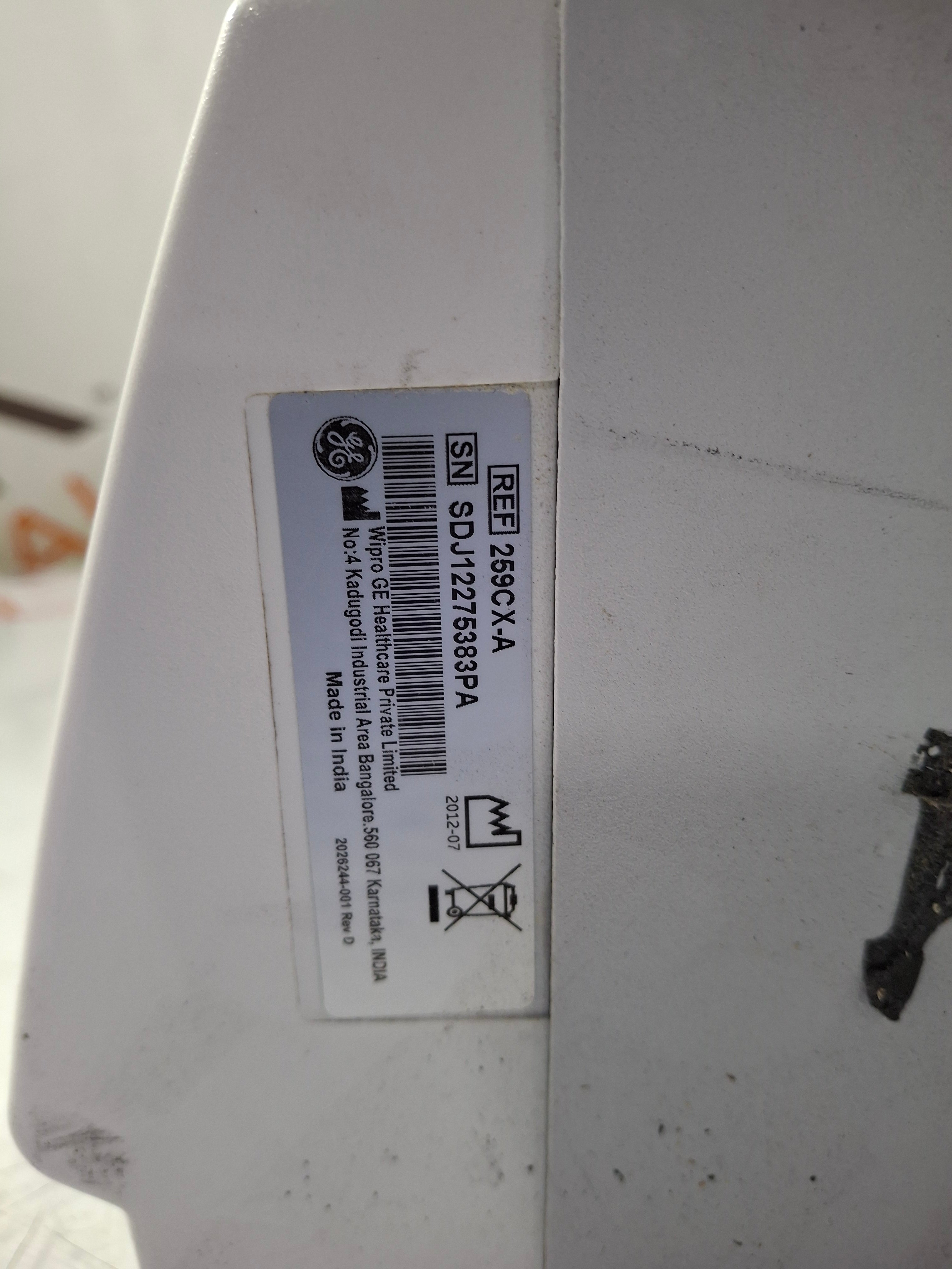 GE Healthcare Corometrics 250cx Series Model 259cx-a Fetal Monitor
