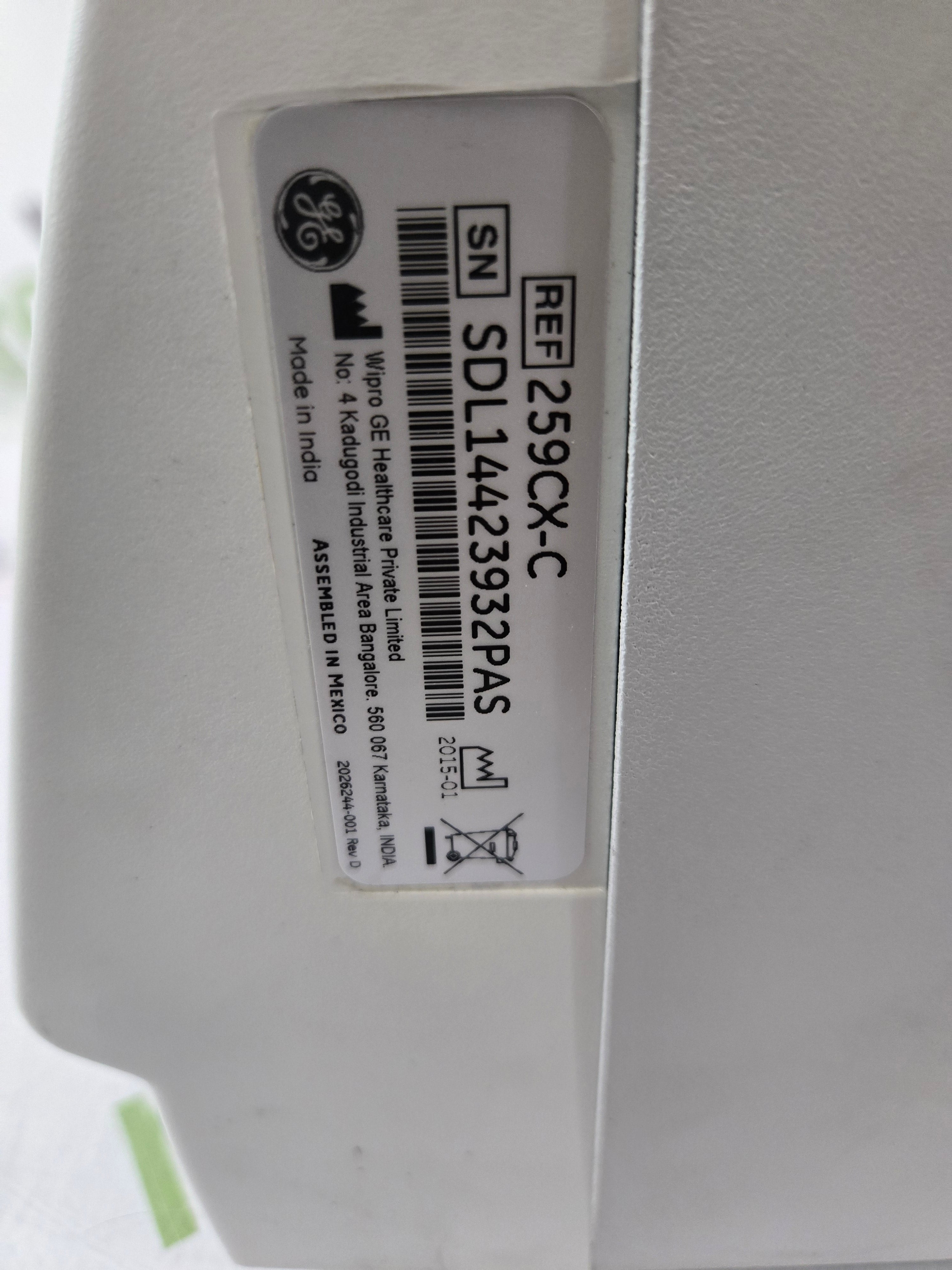 GE Healthcare Corometrics 250cx Series Model 259cx-c Fetal Monitor