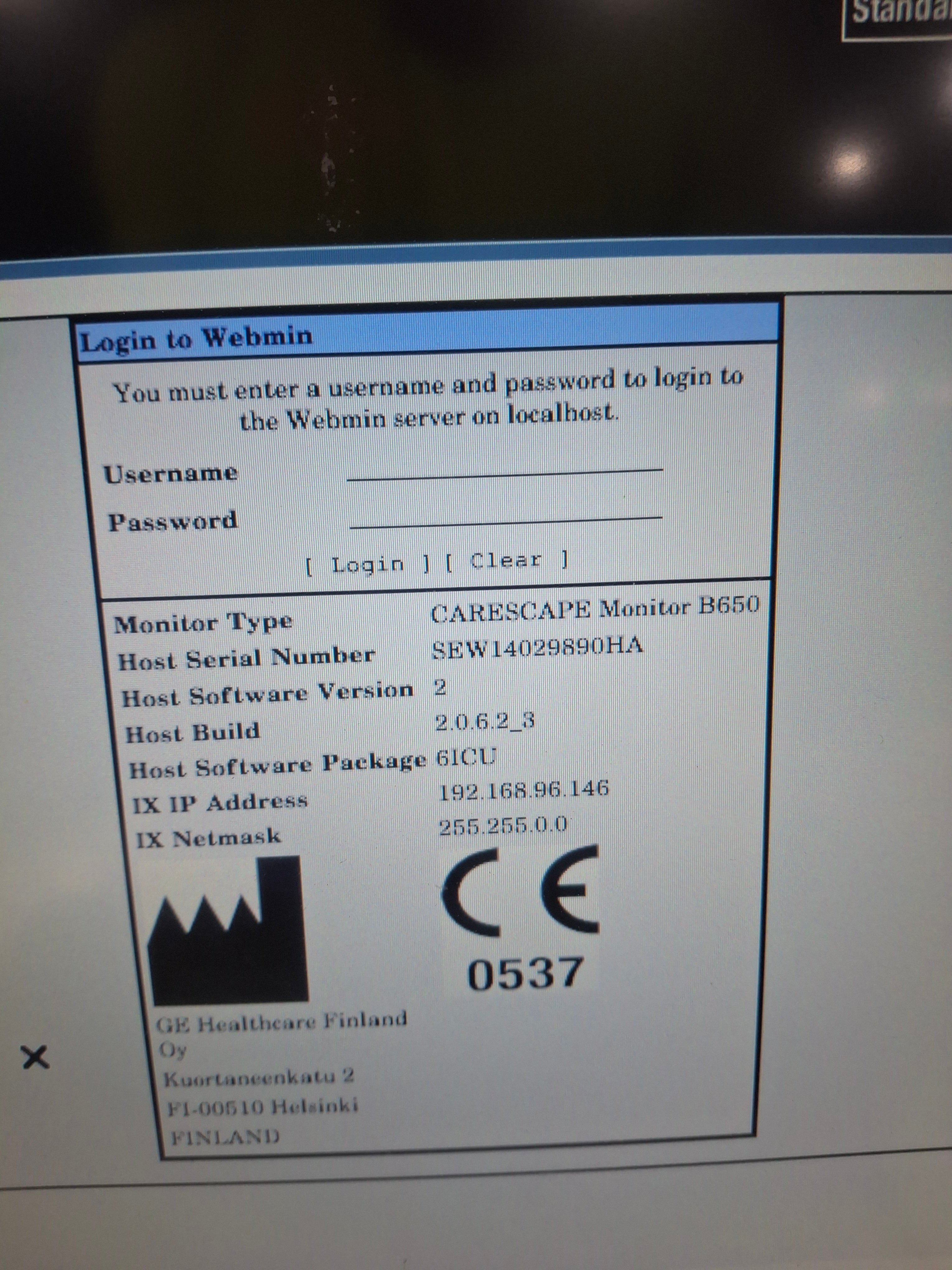 GE Healthcare Carescape B650 Critical Care Patient Monitor