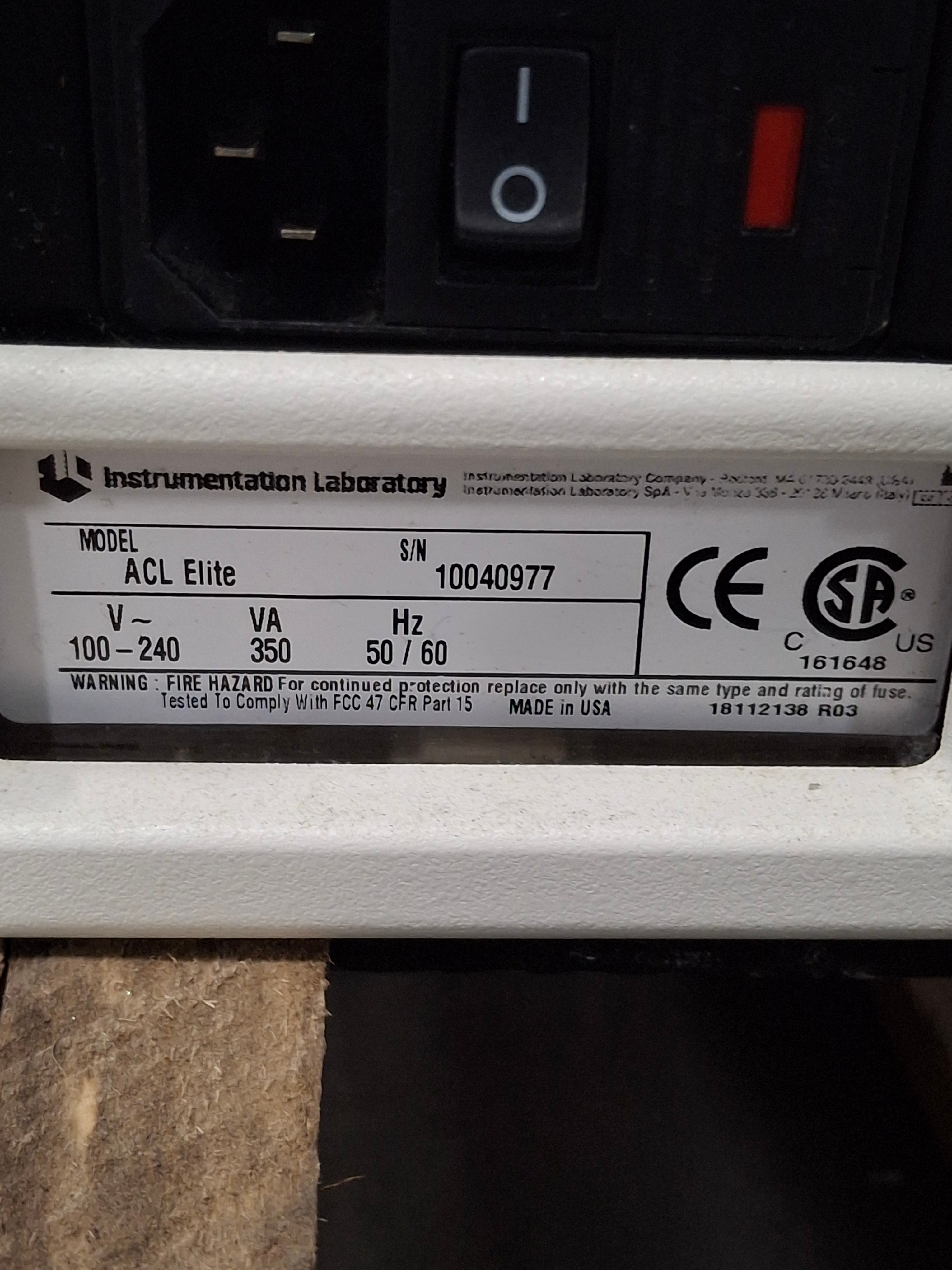 Instrumentation Laboratory Company ACL Elite Coagulation Analyzer