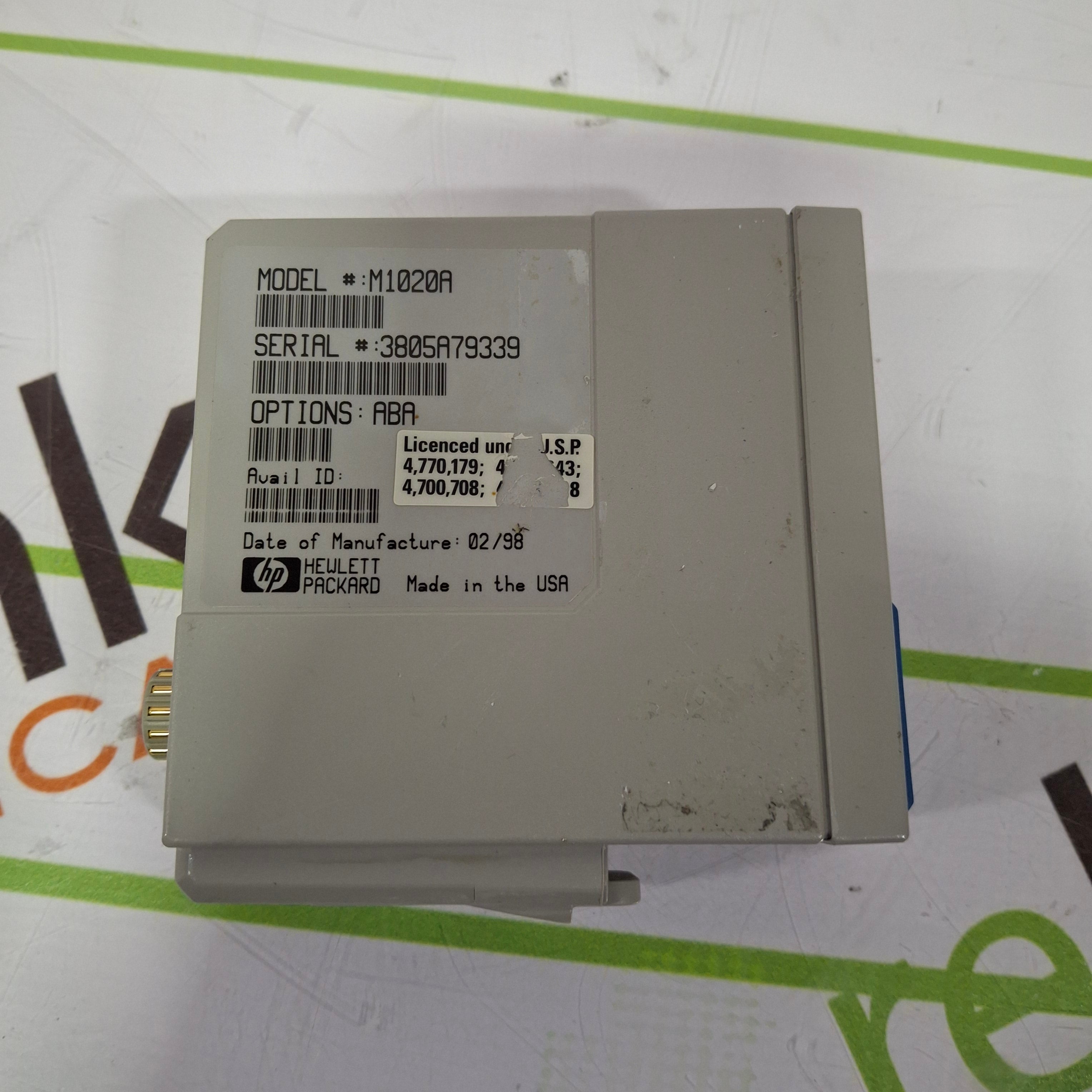 Hewlett Packard M1020A SpO2/PLETH Single Parameter Module