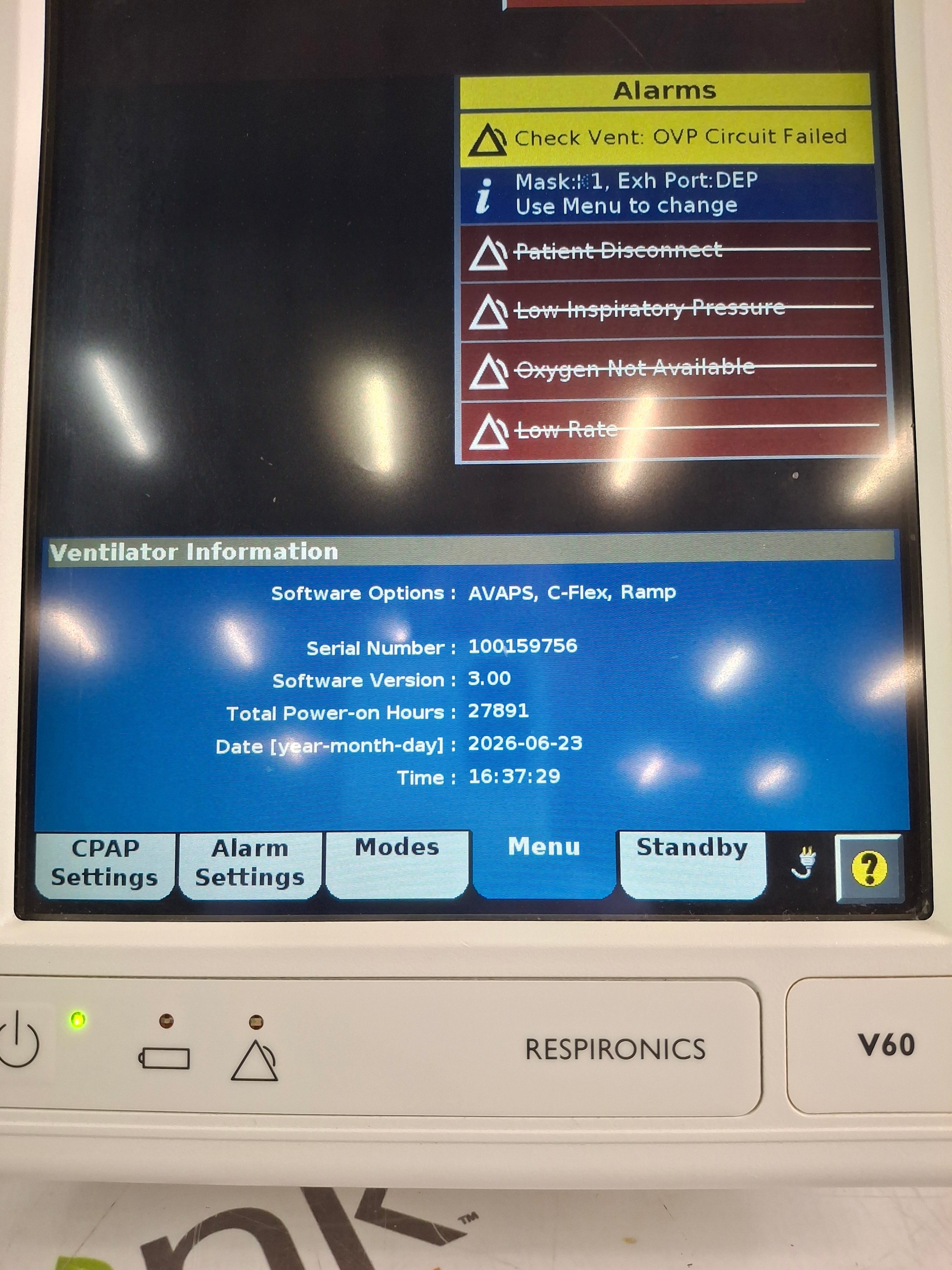 Respironics V60 BiPAP Ventilator Monitor
