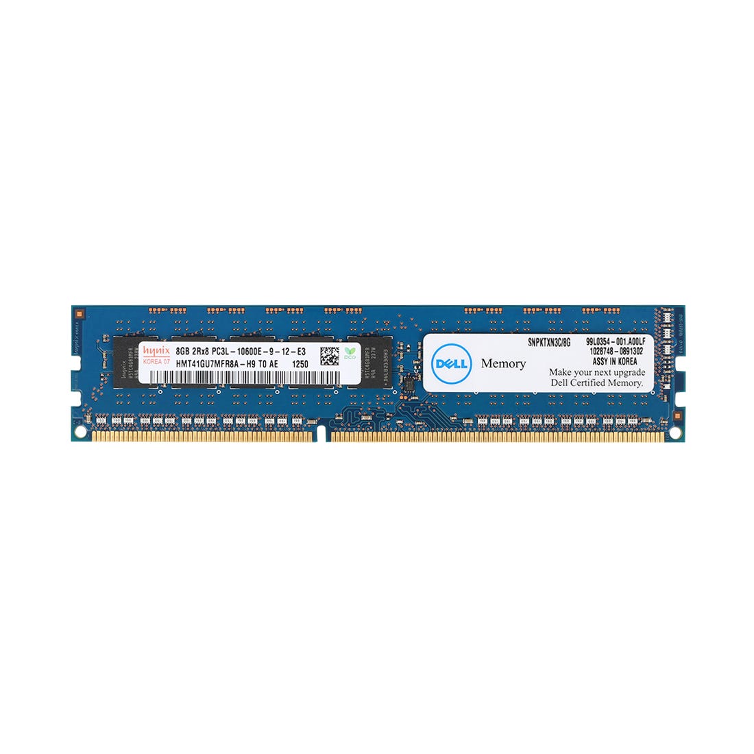 Módulo de memoria SDRAM ECC Registered 2Rx8 de 8GB DDR3L 1600MHz PC3L-12800 de 1.35 voltios para servidores N/P: SNPPKCG9C/8G