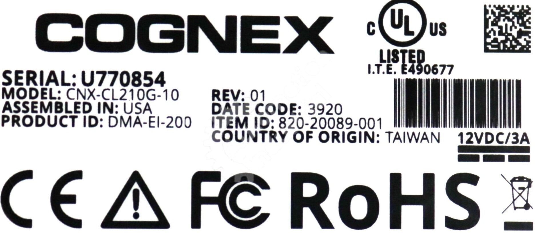 DMA-EI-200 By Cognex CNX-CL210G-10 Monitoring Tool Edge Intelligence Series NSFP