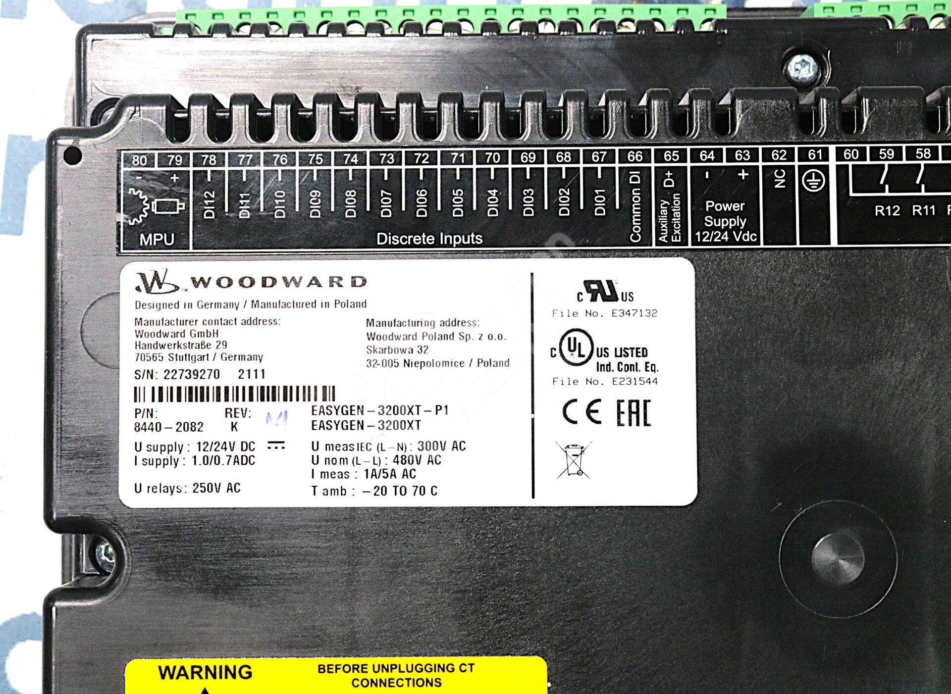 8440-2082 By Woodward EASYGEN-3200XT-P1 12-24VDC Operator Interface NSFP