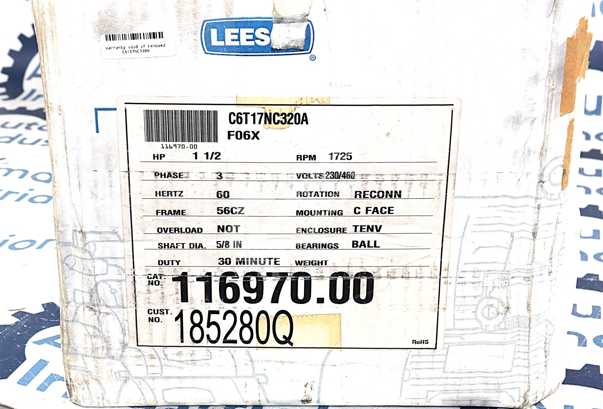 C6T17NC320A By Leeson 116970.00 3 Phase Washguard SST Stainless Steel Motor NSNB