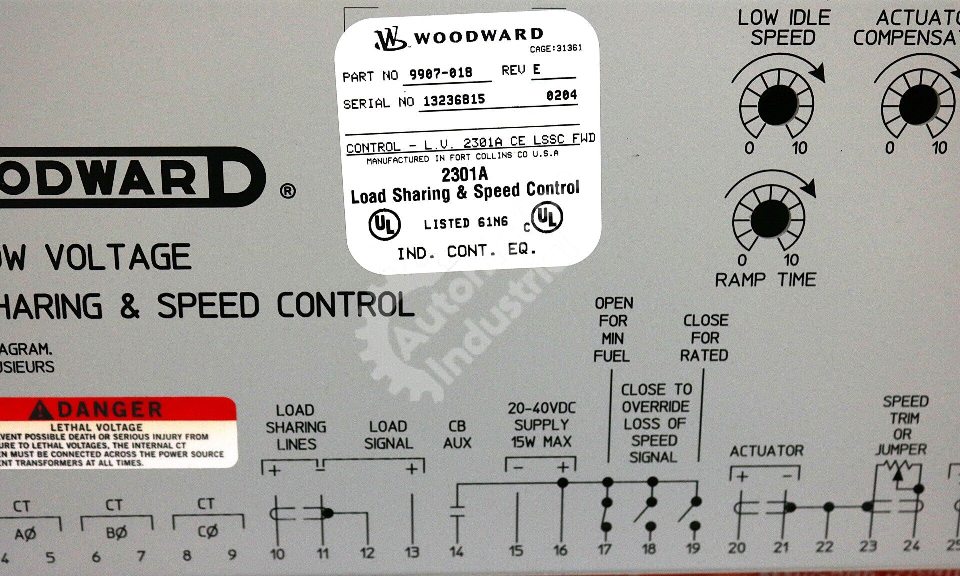 9907-018 By Woodward 5VDC 2301A Load Sharing & Speed Control Module NSNB