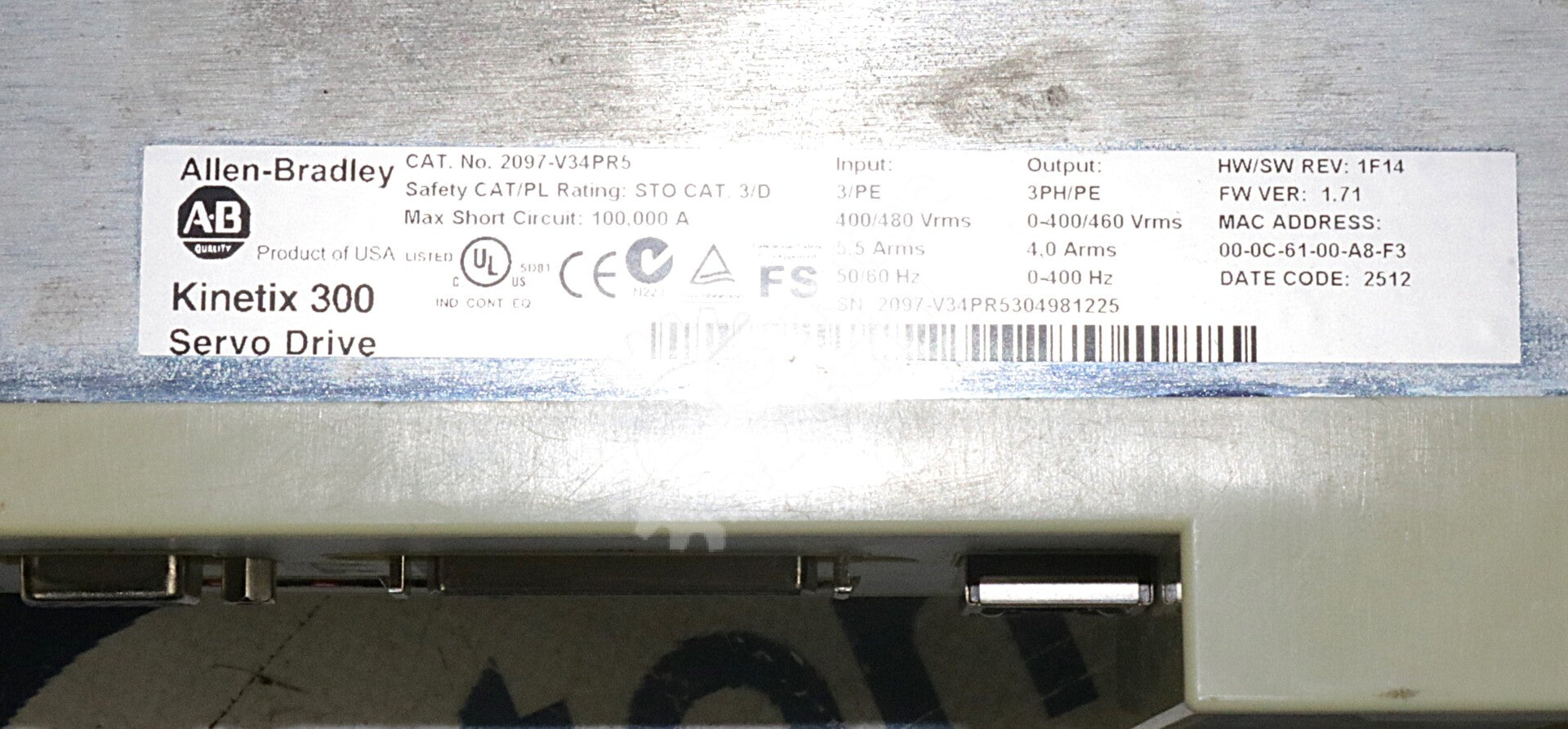 2097-V34PR5 By Allen Bradley Kinetix 300 Servo Drive
