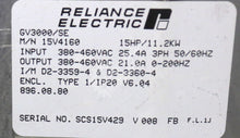 Cargar imagen en el visor de la galería, 15V4160 by Reliance Electric 15HP SE Motor Control AC Drive GV3000
