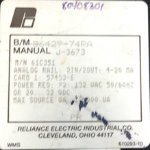Cargar imagen en el visor de la galería, 61C351 By Reliance Electric 2 I/O Analog Rail Module AutoMate
