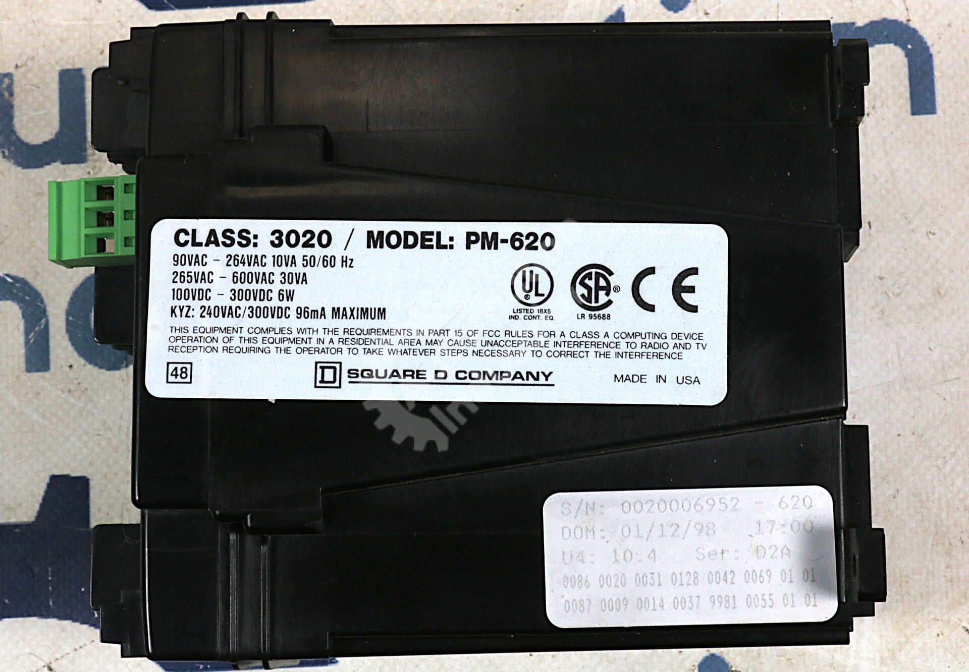 PM-620 By Square D PowerLogic Class 3020 90-264VAC 10VA Meter Control Relay