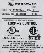 Carregar imagem no visualizador da galeria, 8406-121 By Woodward EGCP-2 / EGCP-2 Digital Generator Controller
