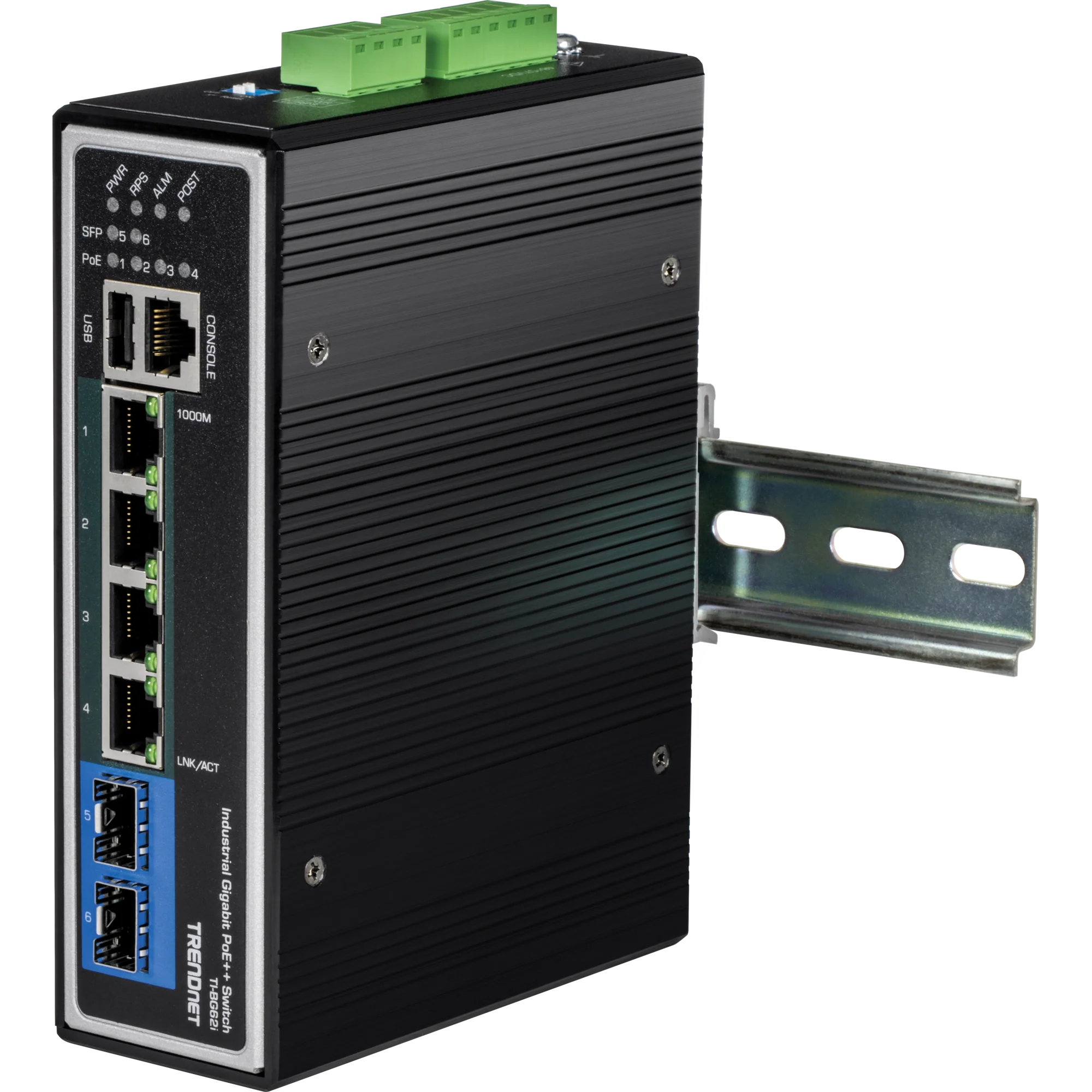 TRENDnet TI-BG62i 6-Port Industrial Gigabit L2+ Managed PoE++ DIN-Rail Switch