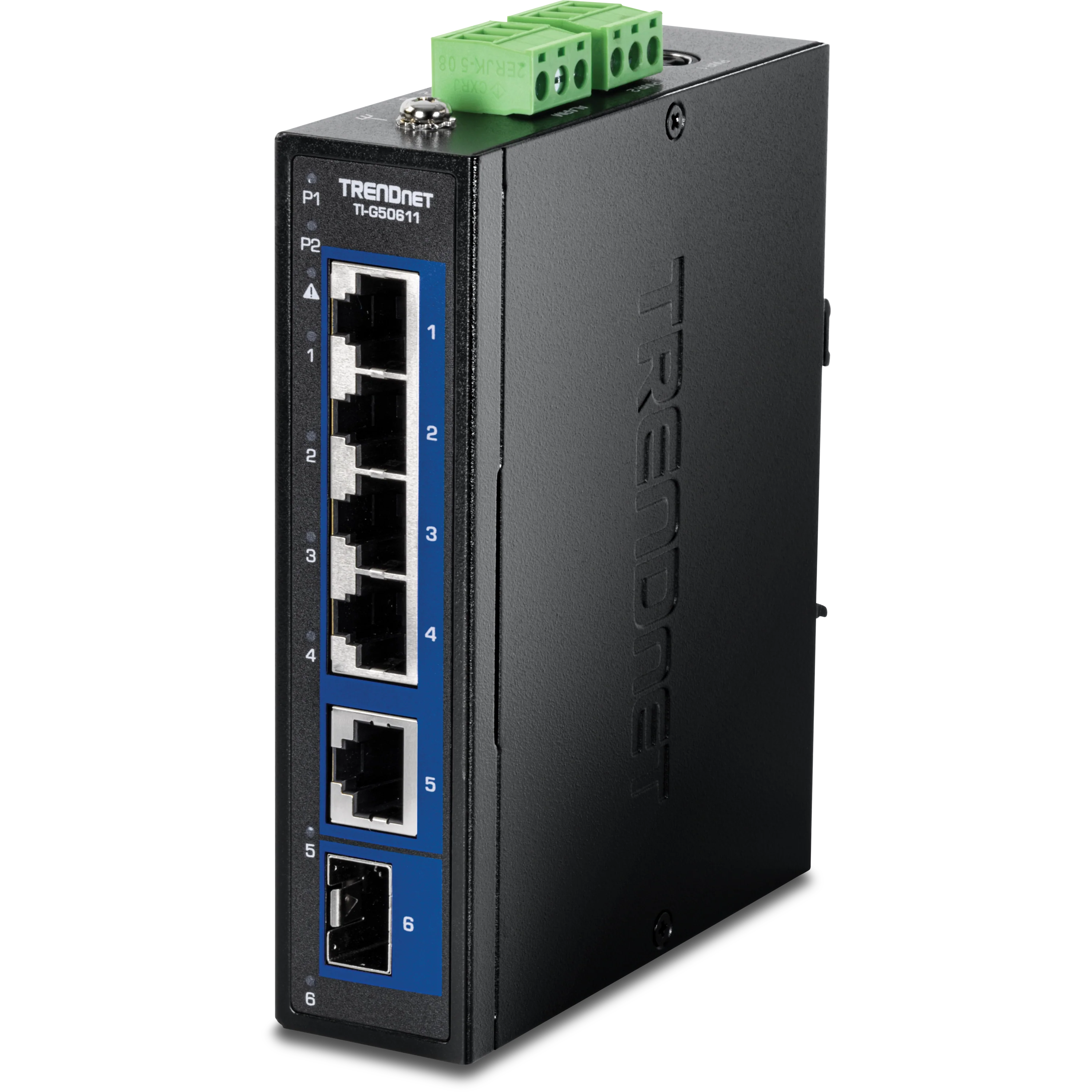 TRENDnet TI-G50611 6-Port Industrial 2.5G DIN-Rail Switch with 10G Ports