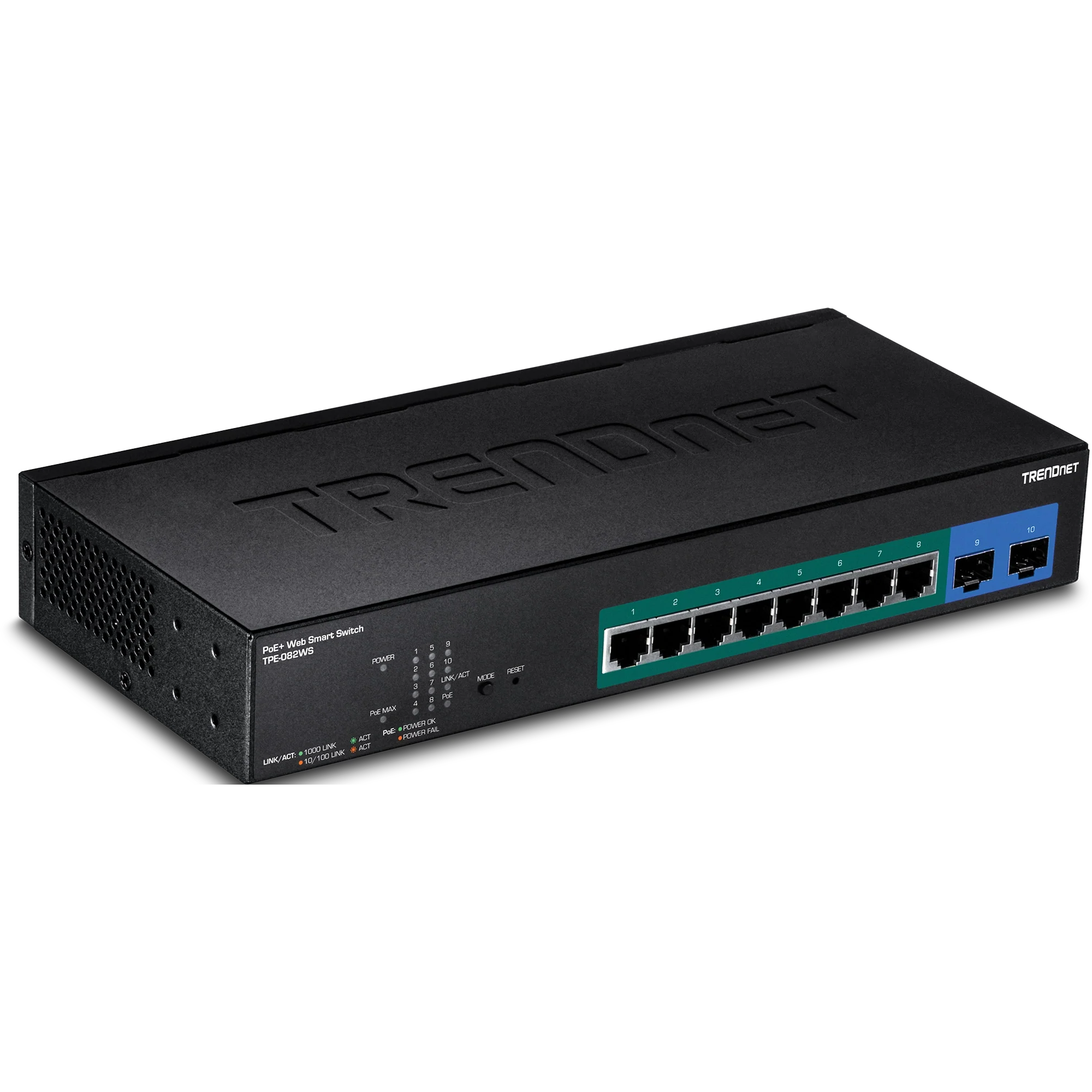 TRENDnet TPE-082WS 10-Port Gigabit Web Smart  PoE+ Switch