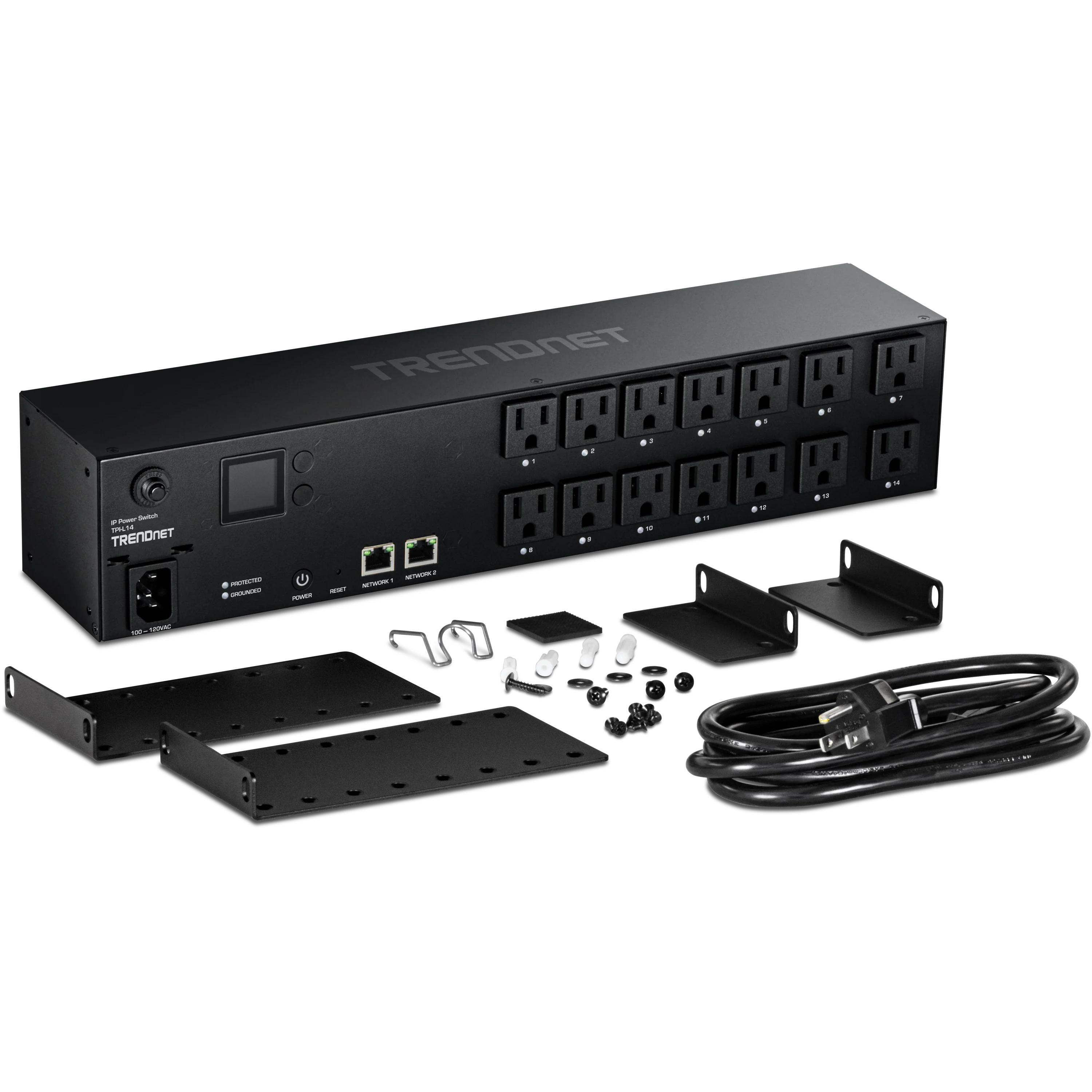 TRENDnet TPI-L14 14-Outlet Managed 2U Rackmount Switched Power Distribution Unit