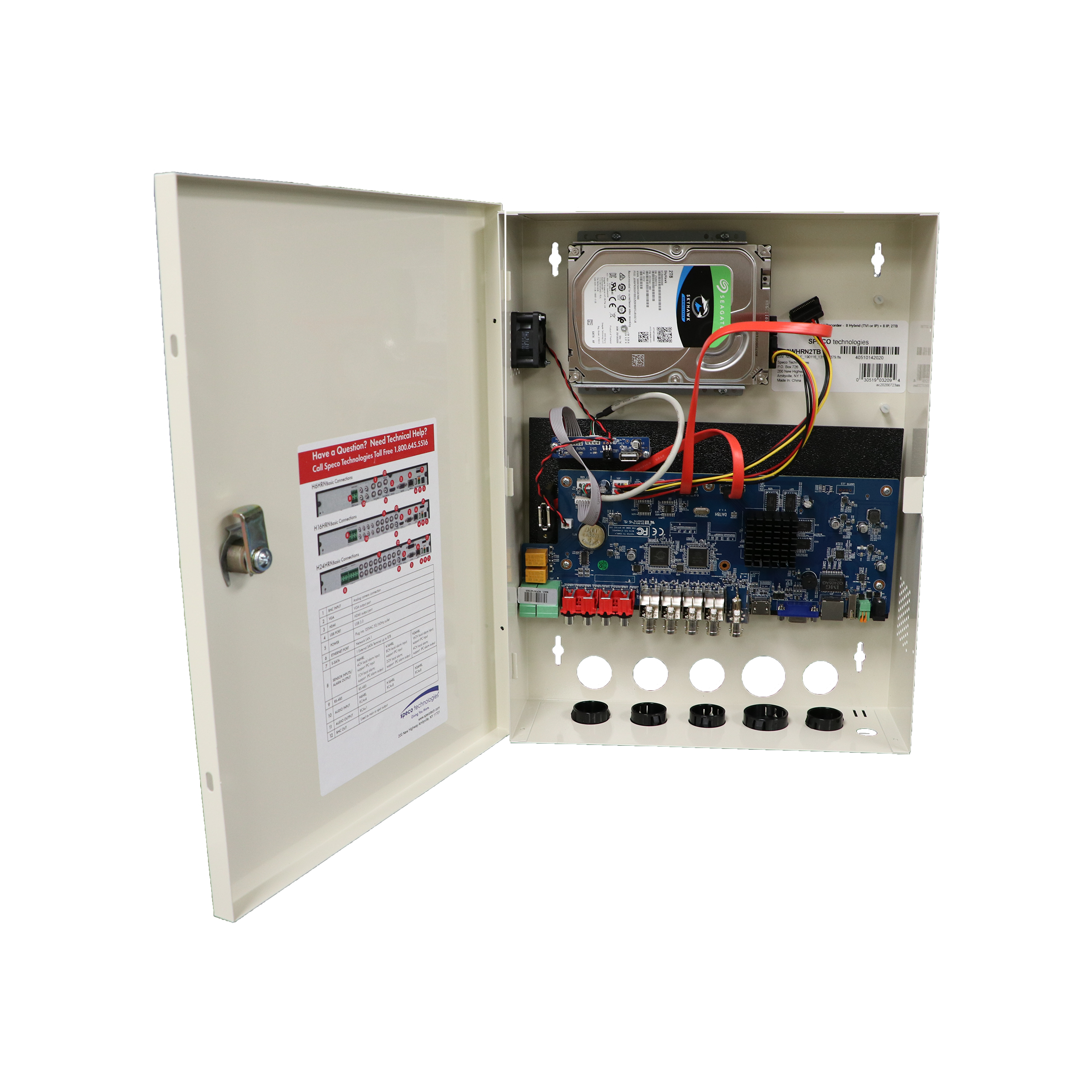 Speco Technologies H12WHRN2TB 12  Ch. Wall-Mount Hybrid Recorder - 8 Hybrid (TVI or IP) + 4 IP, 2TB, NDAA