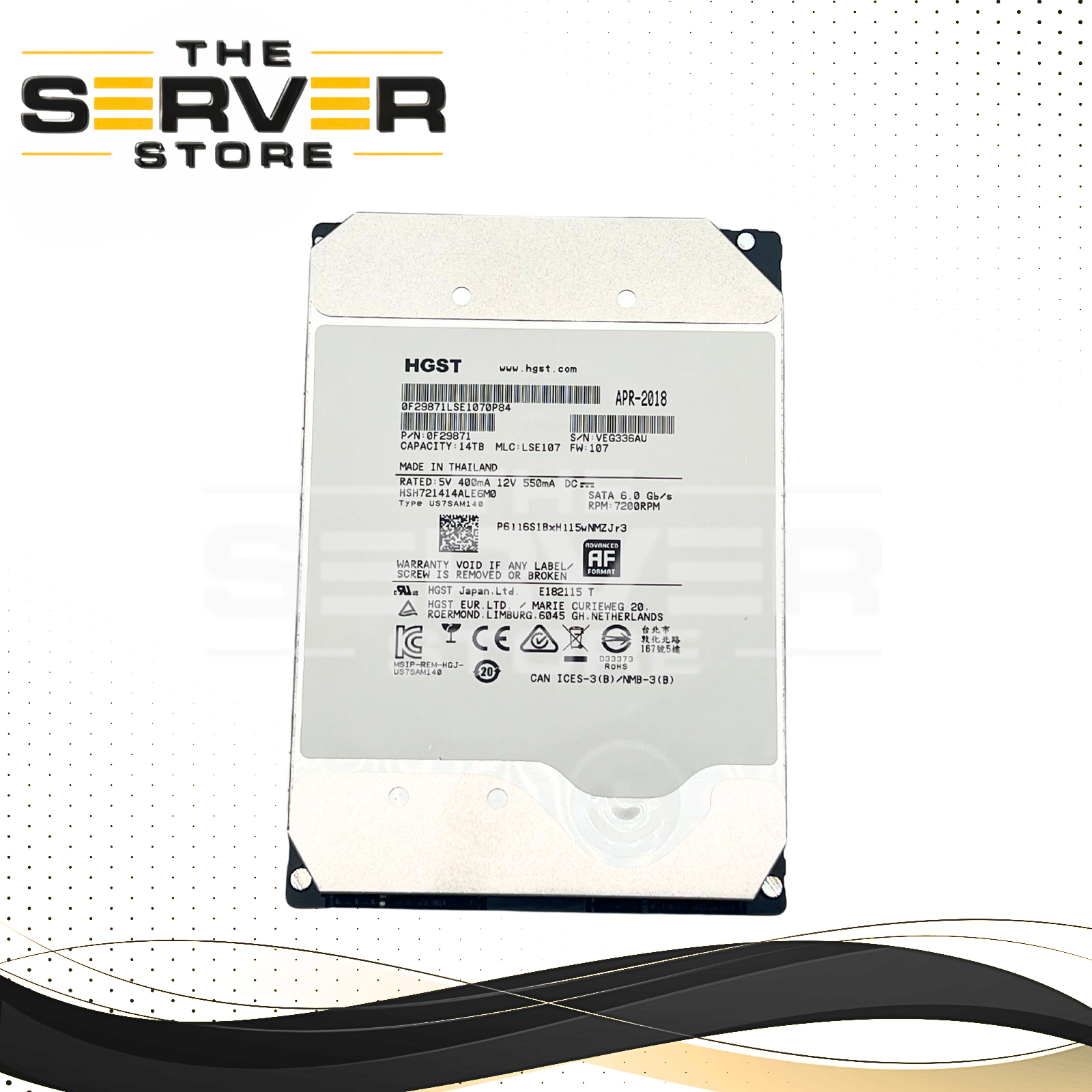 HGST 14TB SATA 6G 7.2K 3.5" HDD to Use Only on SERVER WITH SMR CONTROLLER 0F29871 HSH721414ALE6M0