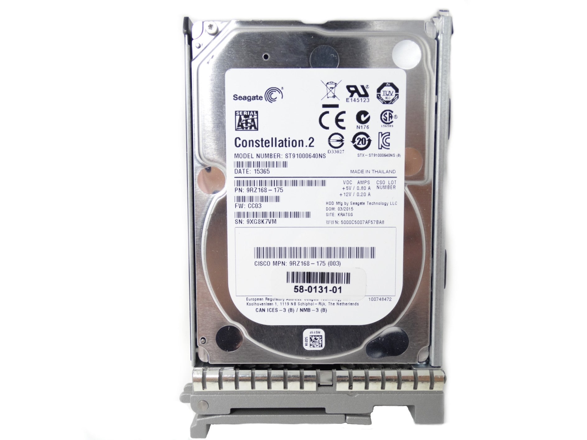Cisco 1TB 7.2K SATA 6Gb/s 2.5'' Hard Drive HDD (9RZ168-175)