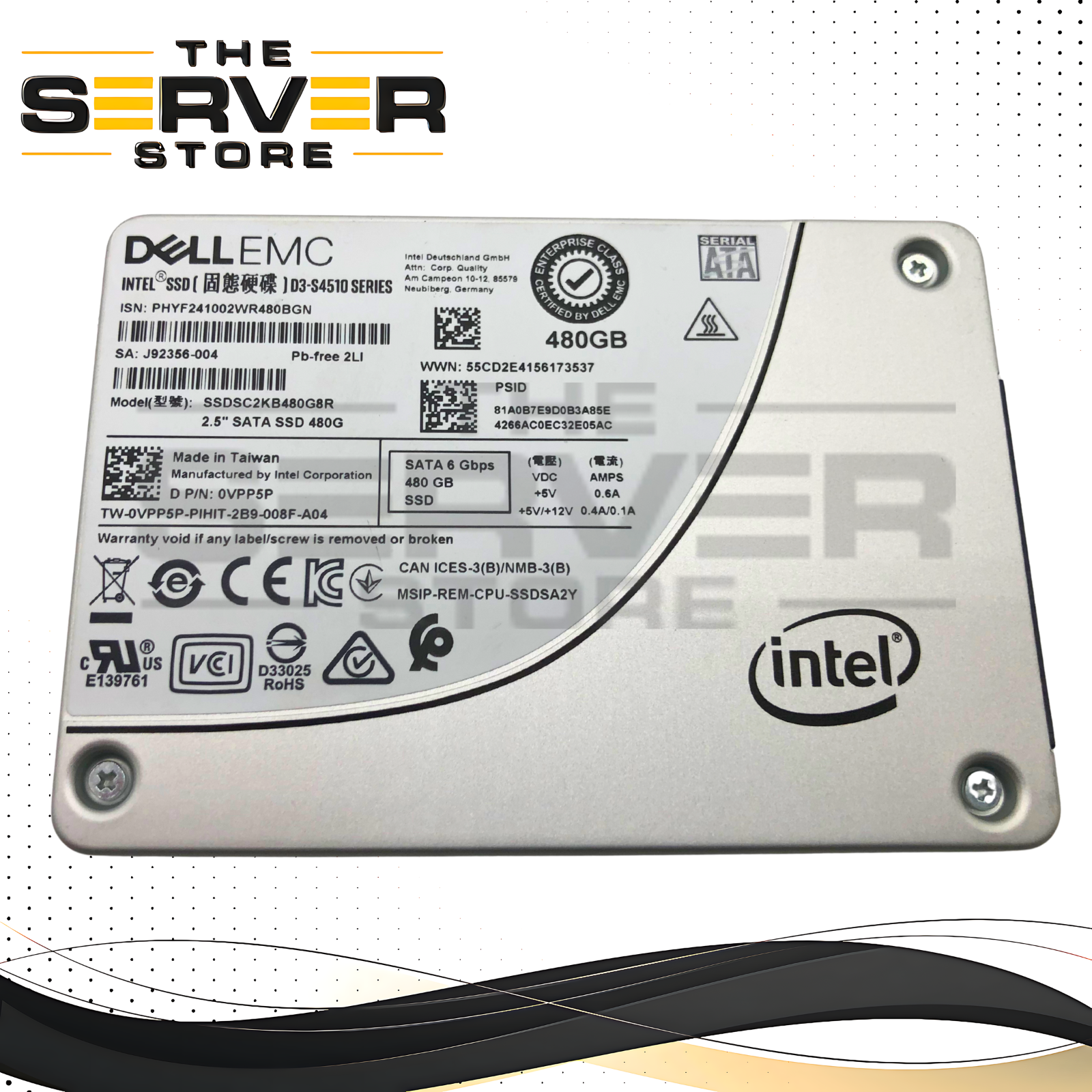 Dell Intel D3-S4510 480GB SATA 6G 2.5" SFF RI SSD SSDSC2KB480G8R VPP5P 0VPP5P
