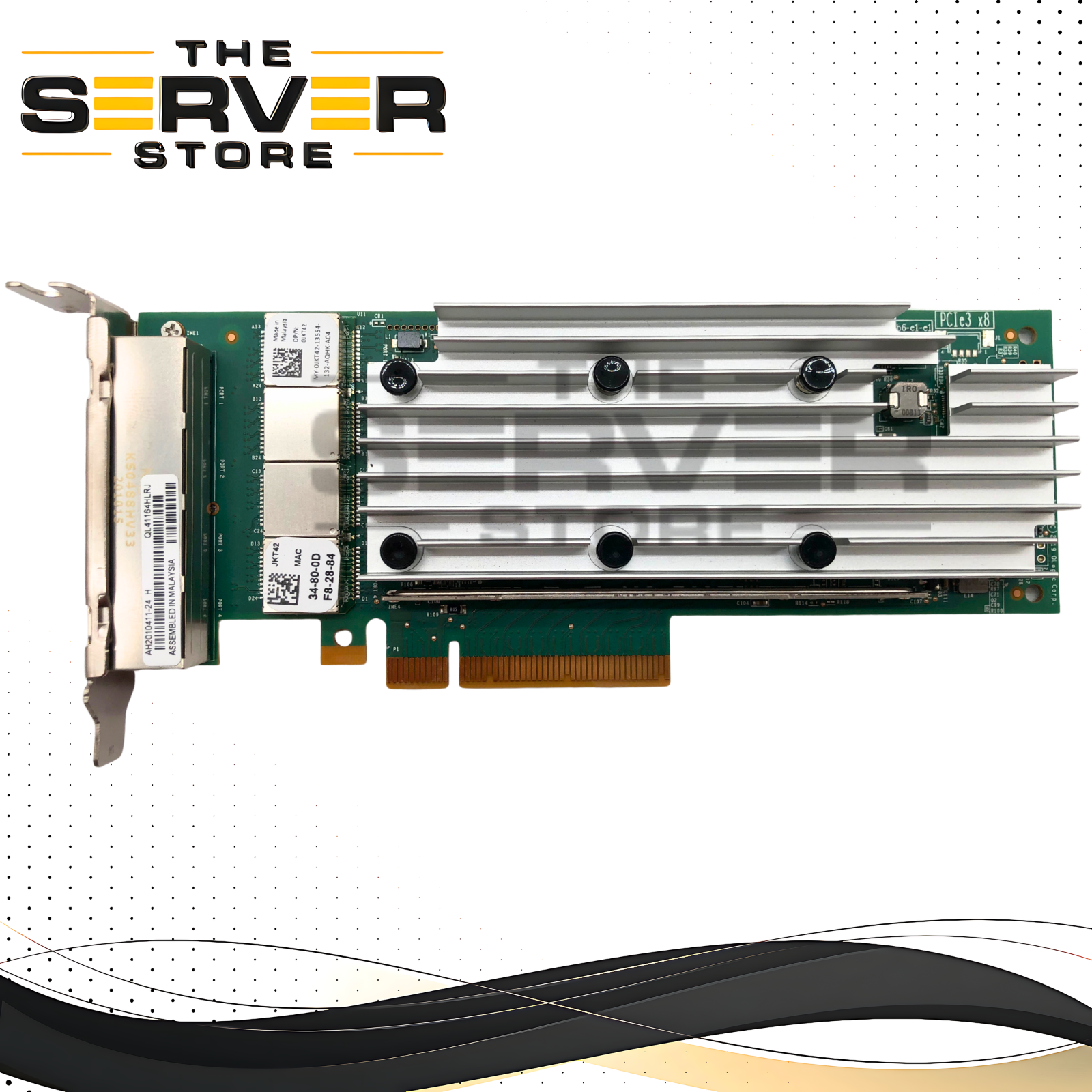 Dell QLogic FastLinQ QL41164 Quad-Port 10GBASE-T RJ-45 PCIe 3.0 x8 Network Adapter. P/N: AH2010411-24, QL41164HLRJ, 0JKT42, JKT42.