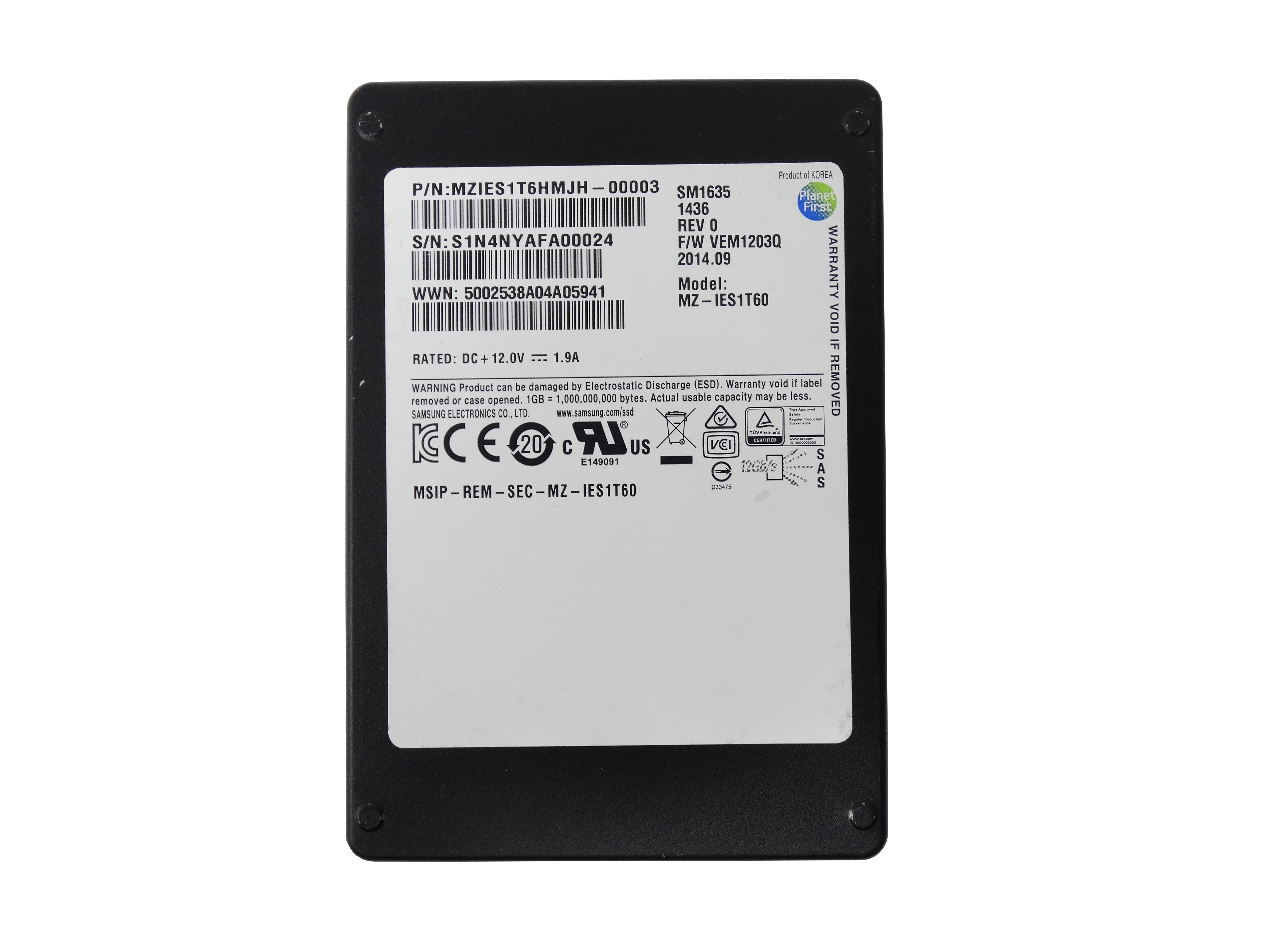 Samsung SM1635 Enterprise 1.6TB SAS 12Gbps 2.5 SSD (MZ-IES1T60)