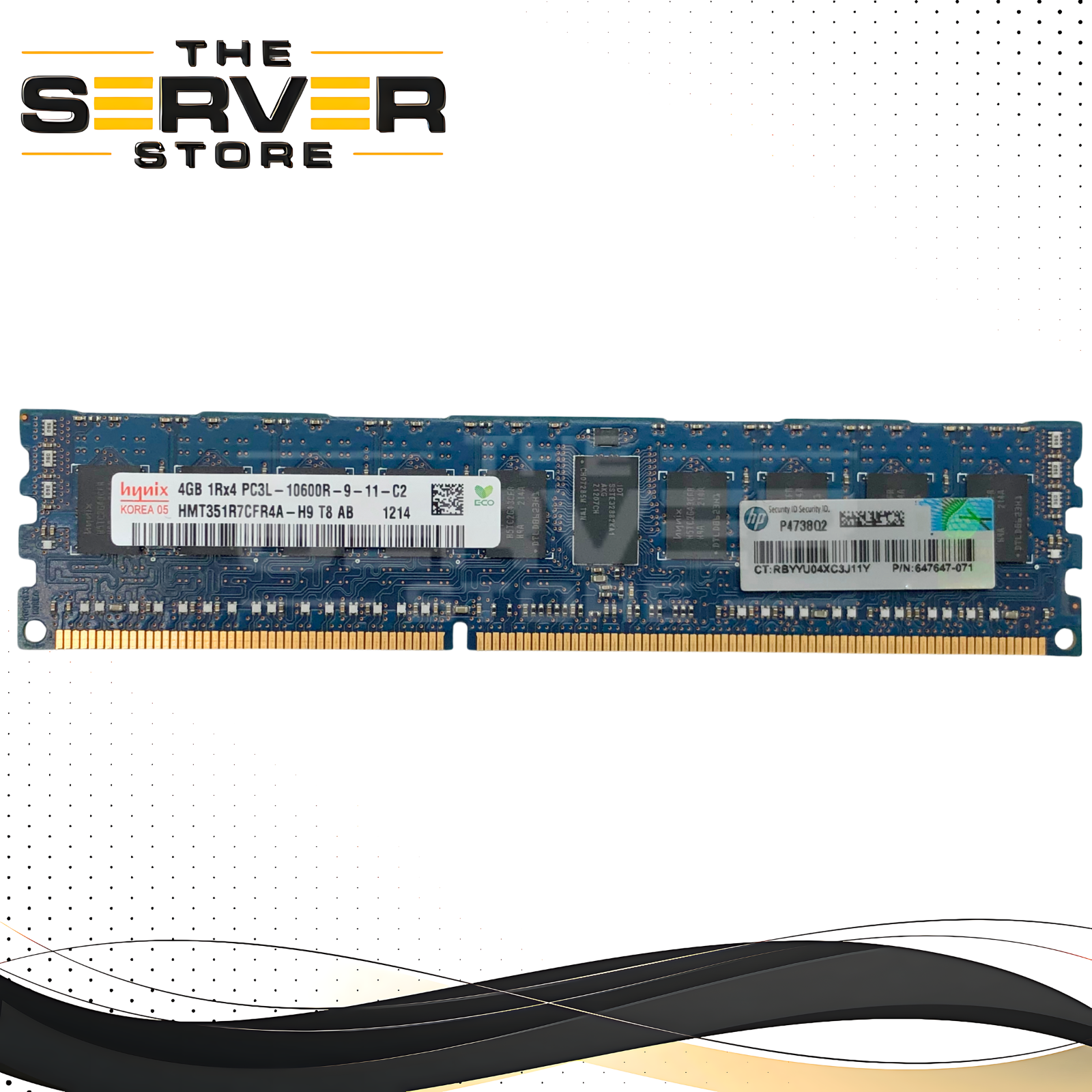 HPE 4GB DDR3L 1333MHz (PC3L-10600R) 2Rx4 ECC Registered Smart Memory Module. OEM by SK Hynix. P/N: 647647-071.